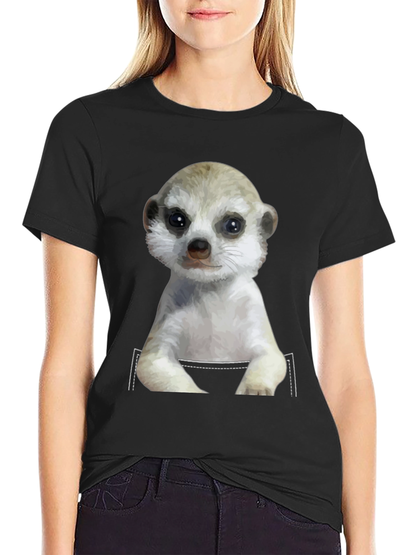 Meerkat in Pocket T-Shirt - Novelty Design
