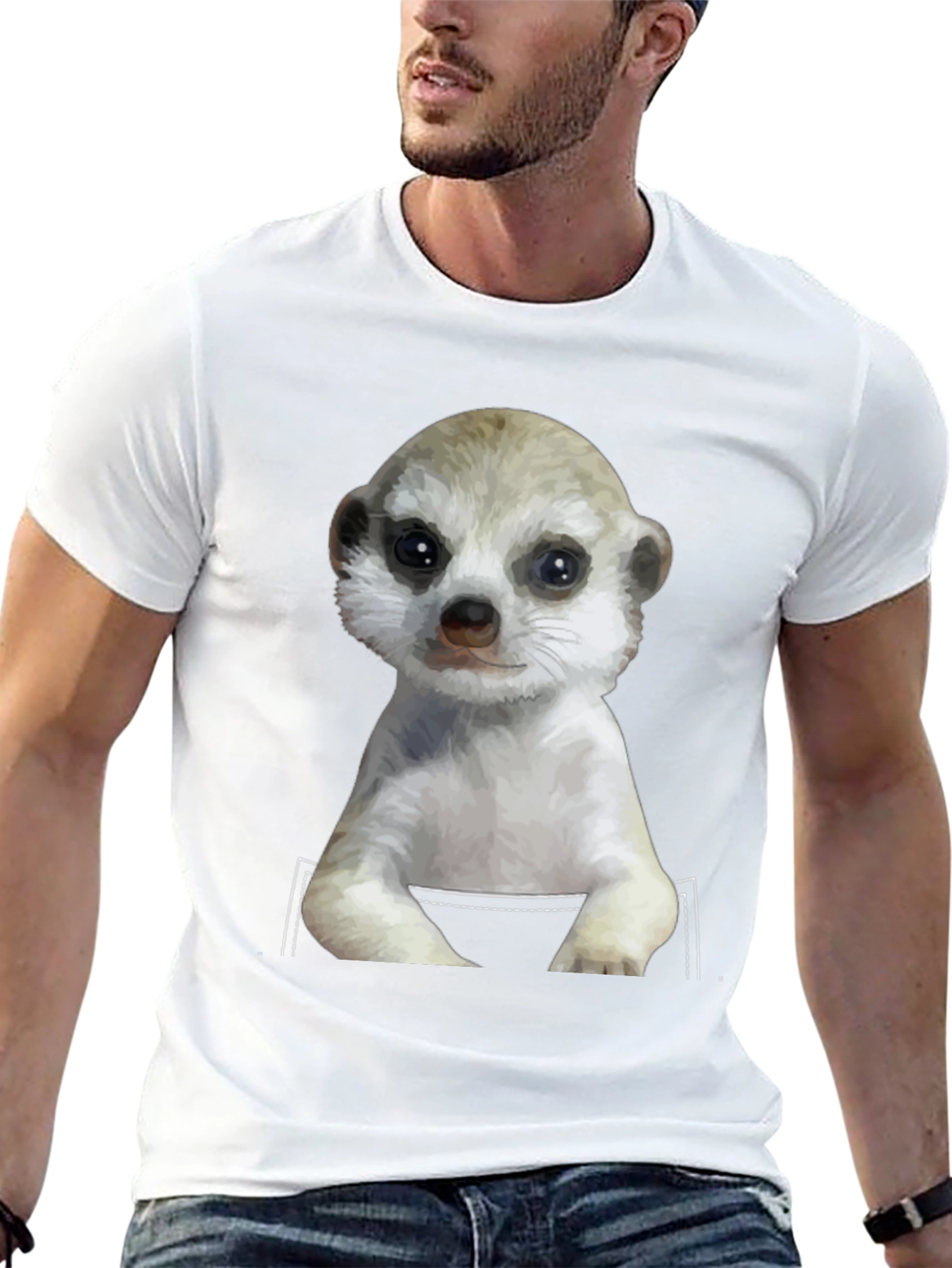 Meerkat in Pocket T-Shirt - Novelty Design