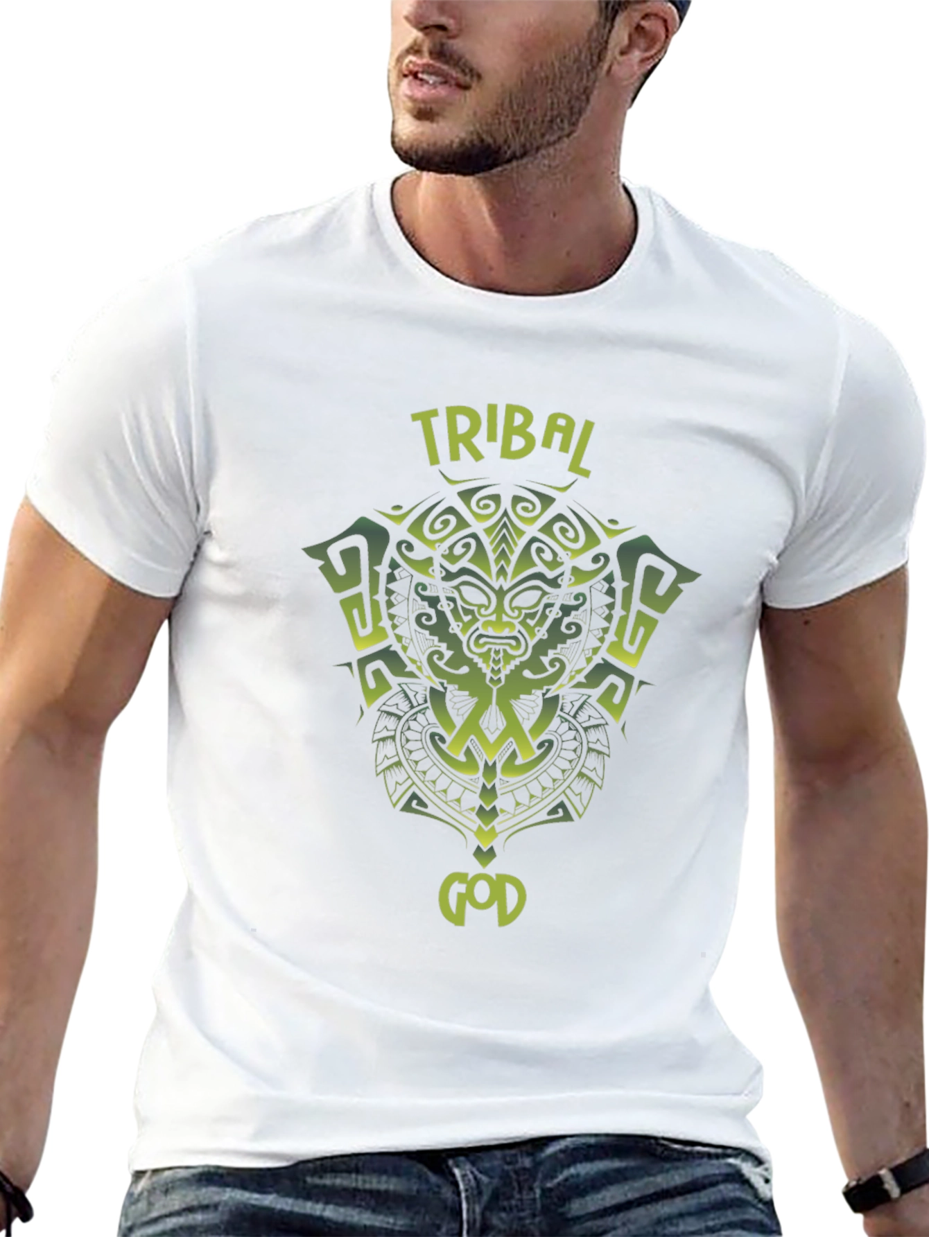 Tribal God Graphic T-Shirt - Black