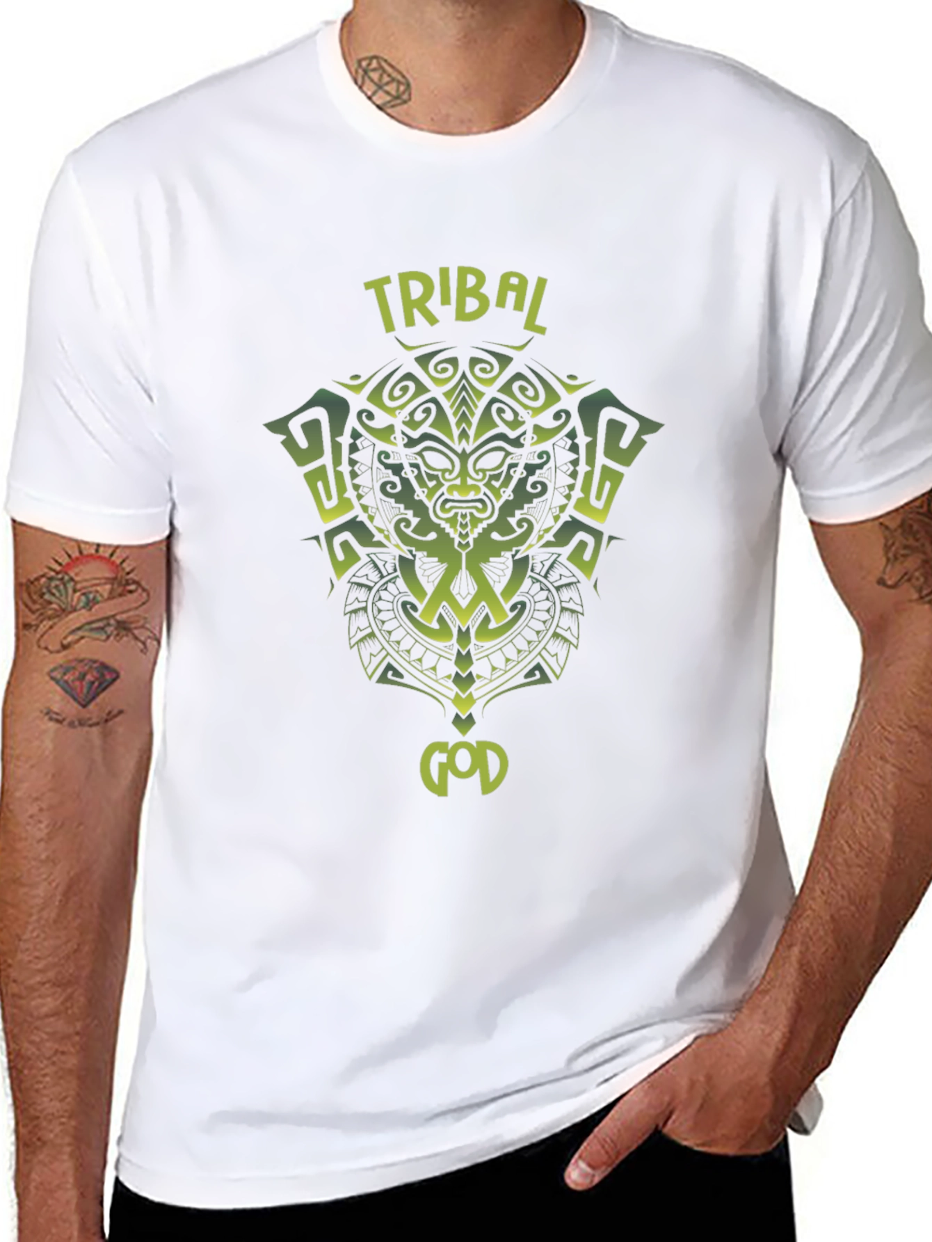 Tribal God Graphic T-Shirt - Black