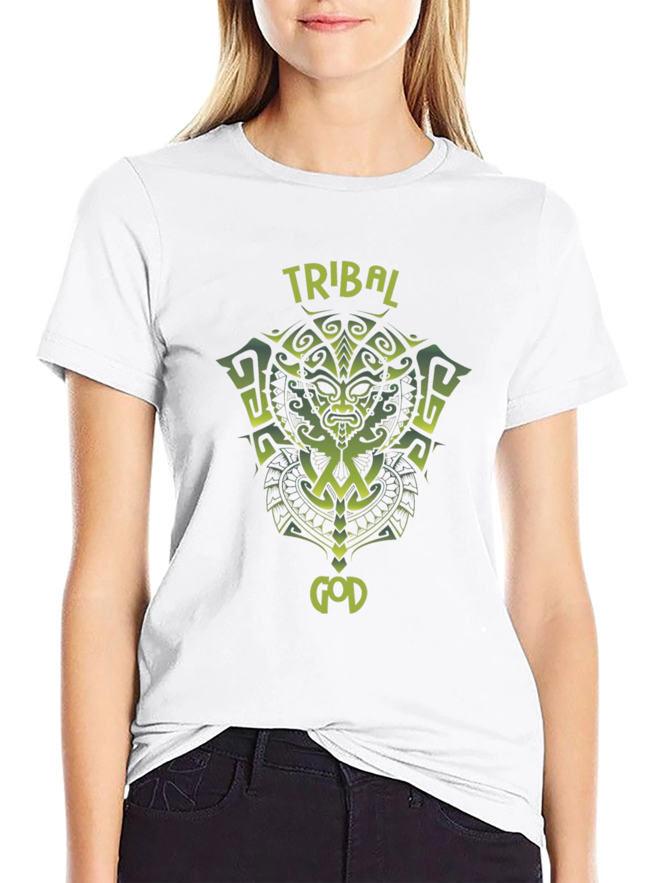 Tribal God Graphic T-Shirt - Black