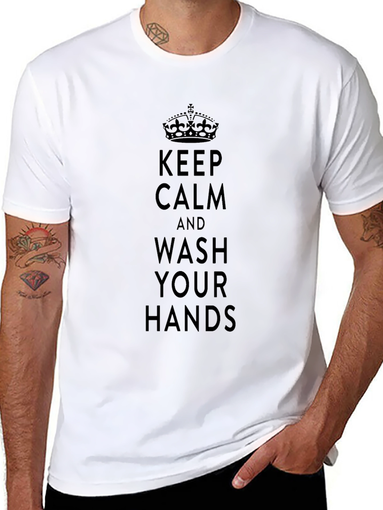 Keep Calm and Wash Your Hands Black T-Shirt