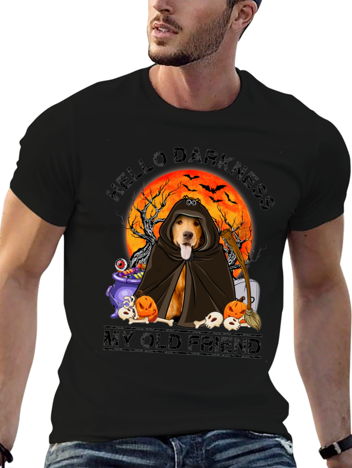Halloween Dog Graphic T-Shirt