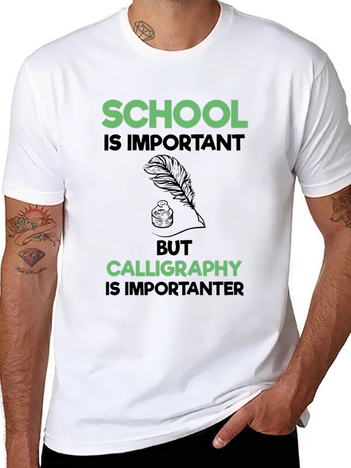 School vs Calligraphy Graphic Tee