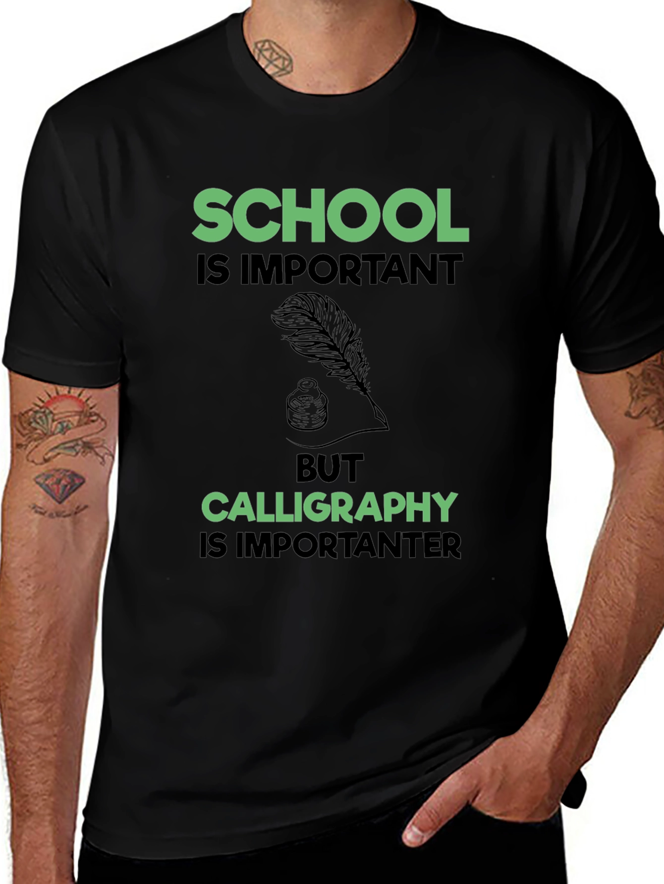 School vs Calligraphy Graphic Tee