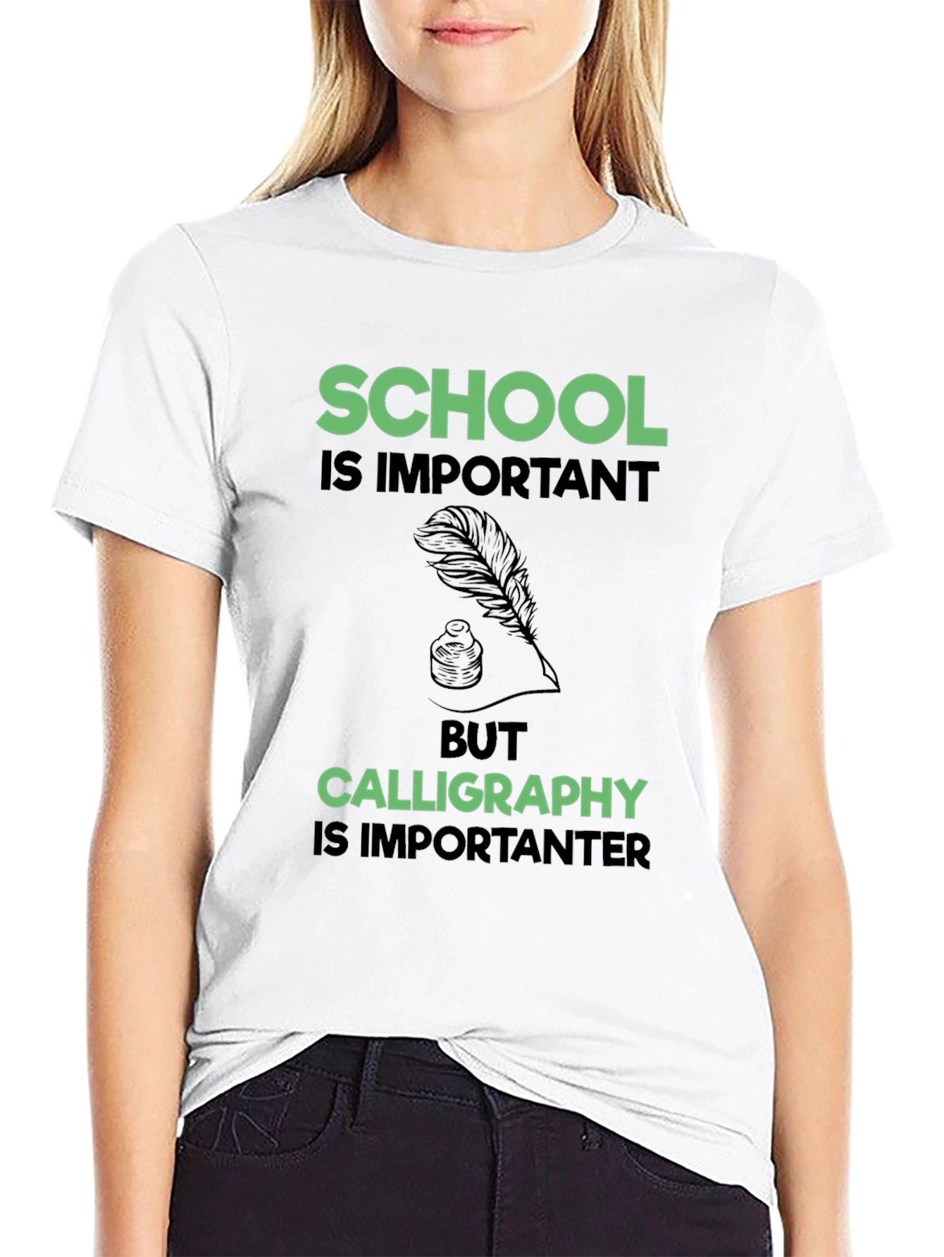 School vs Calligraphy Graphic Tee