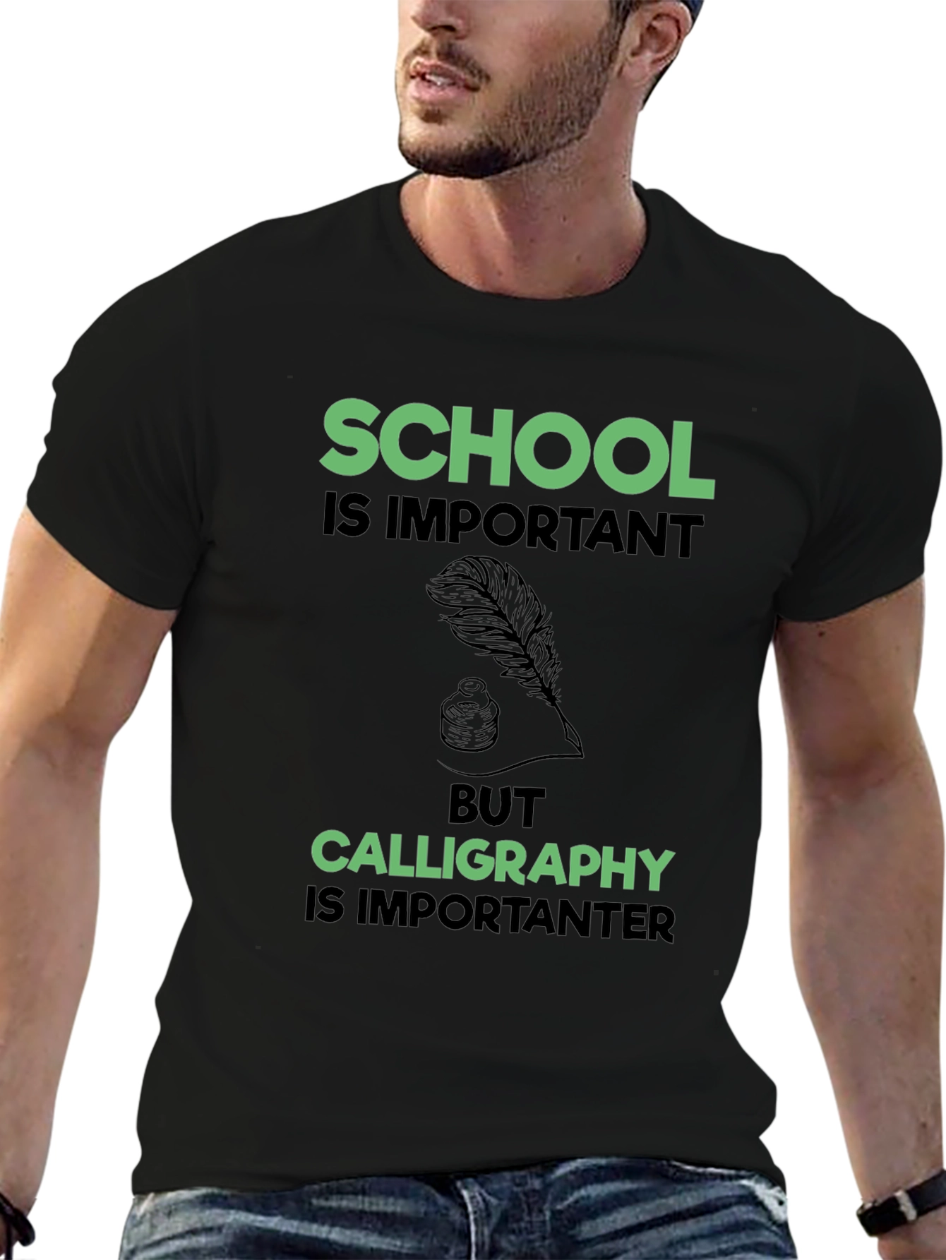 School vs Calligraphy Graphic Tee