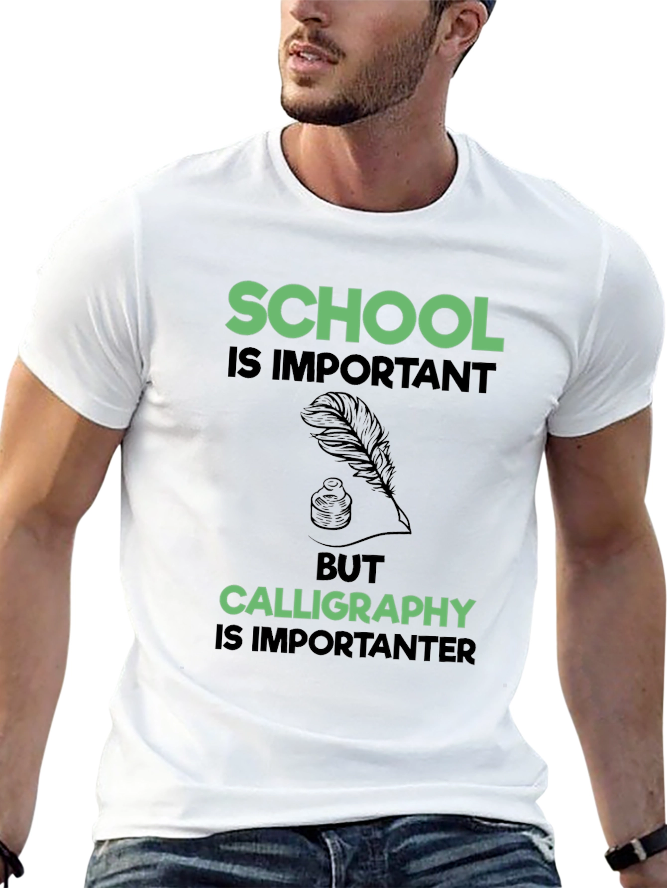 School vs Calligraphy Graphic Tee