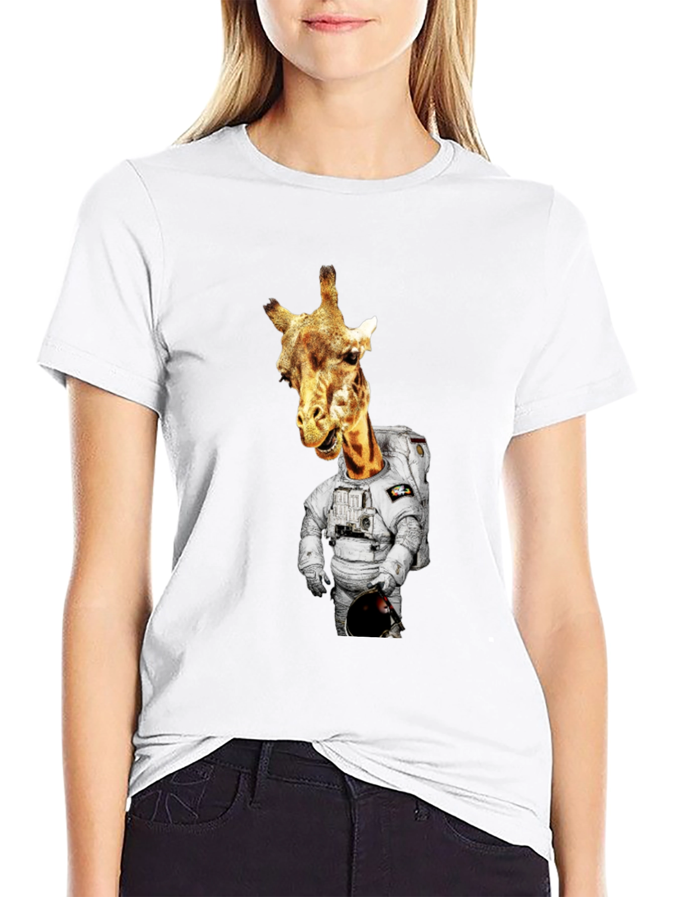 Giraffe Astronaut Graphic Tee - Mens Black T-Shirt