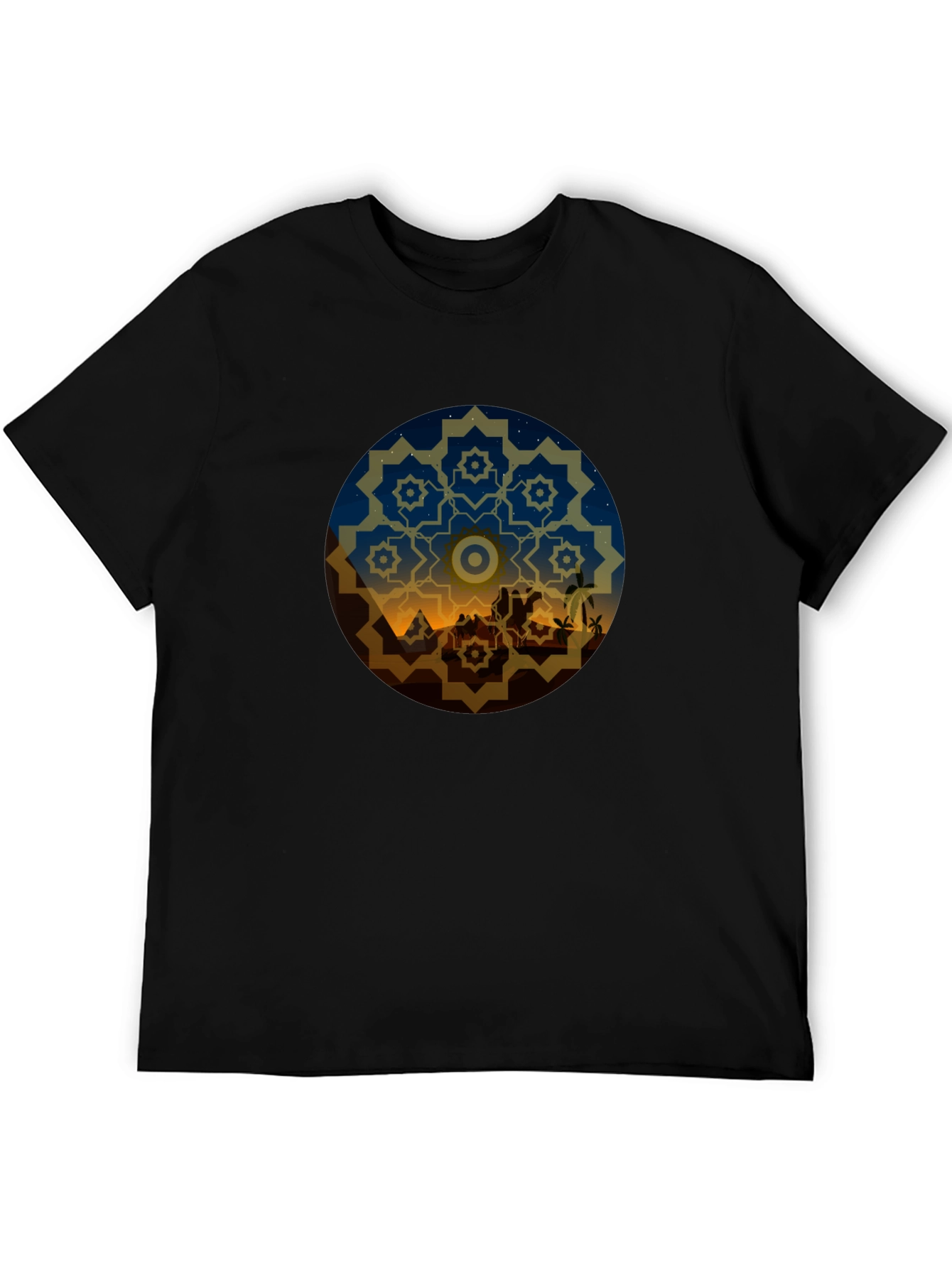 Desert Night Mandala Graphic Tee - Black