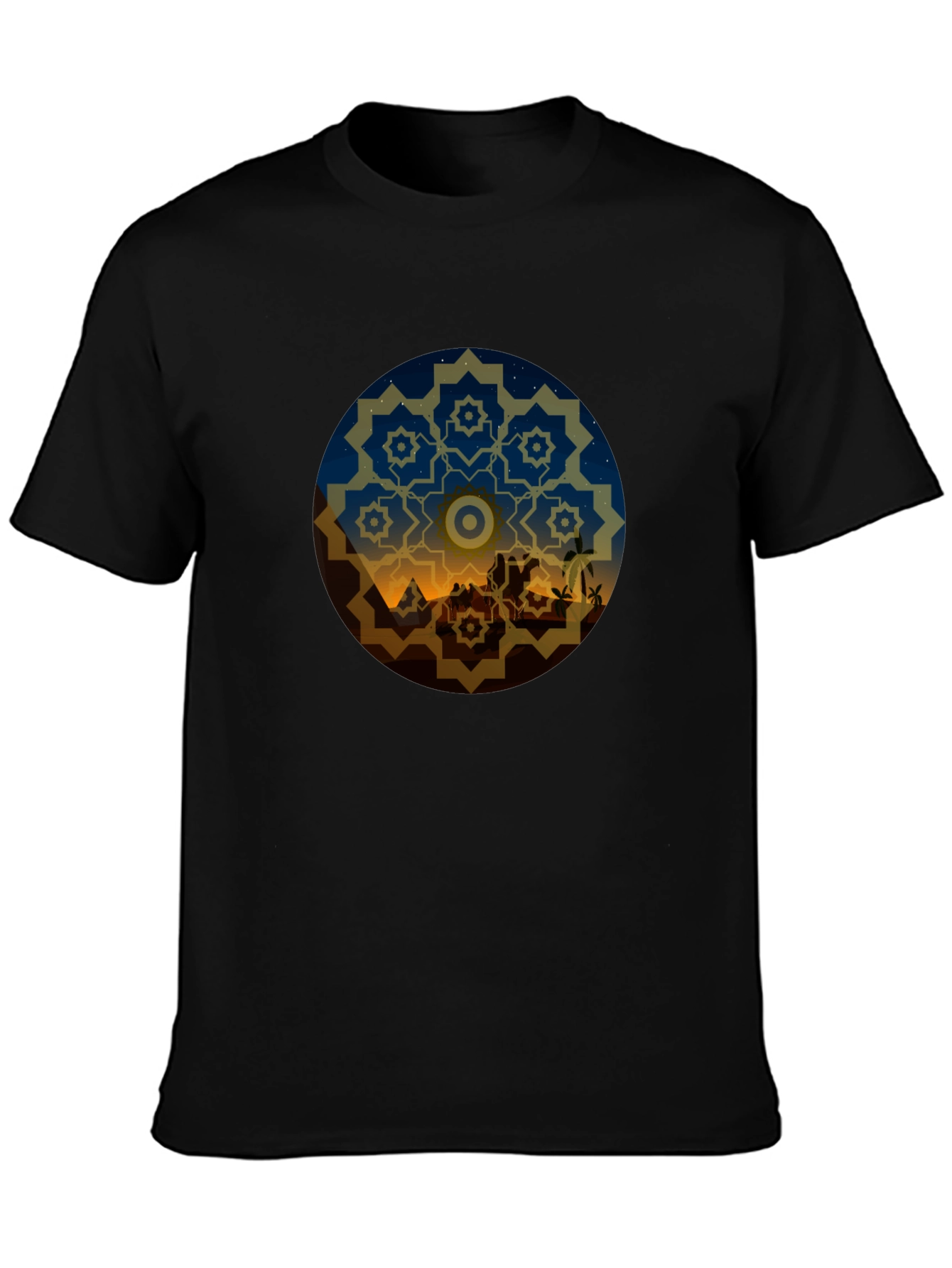 Desert Night Mandala Graphic Tee - Black