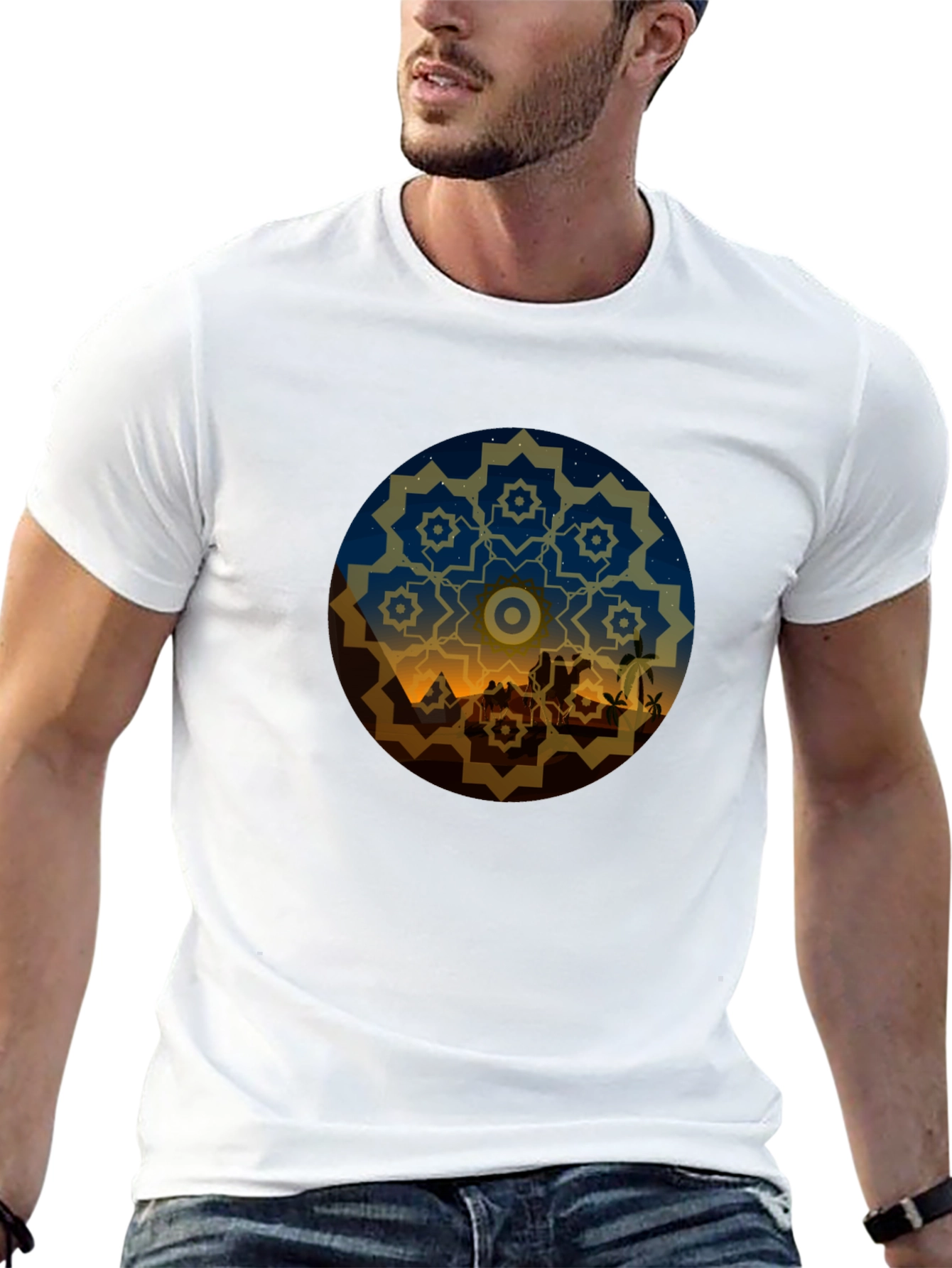 Desert Night Mandala Graphic Tee - Black