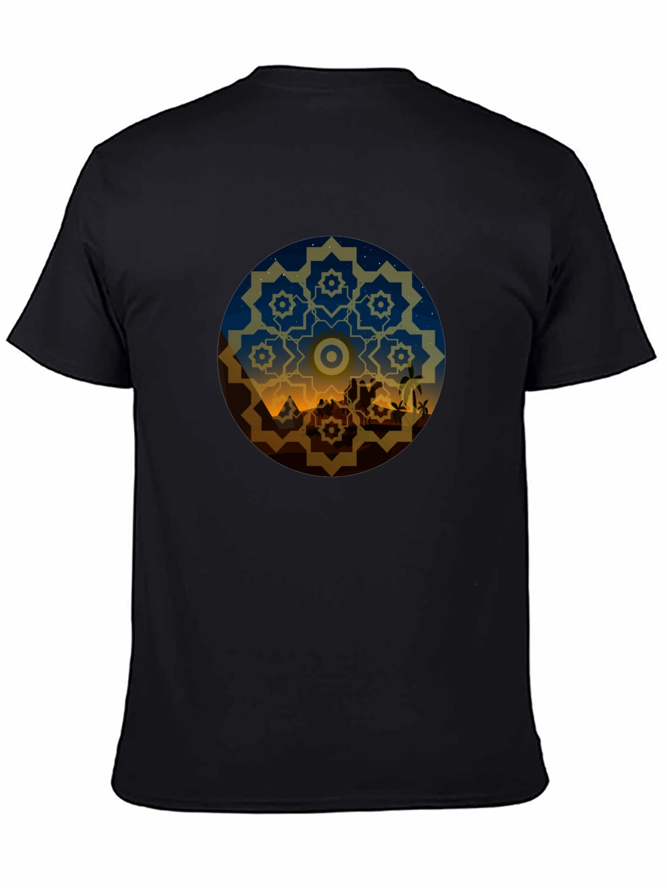 Desert Night Mandala Graphic Tee - Black