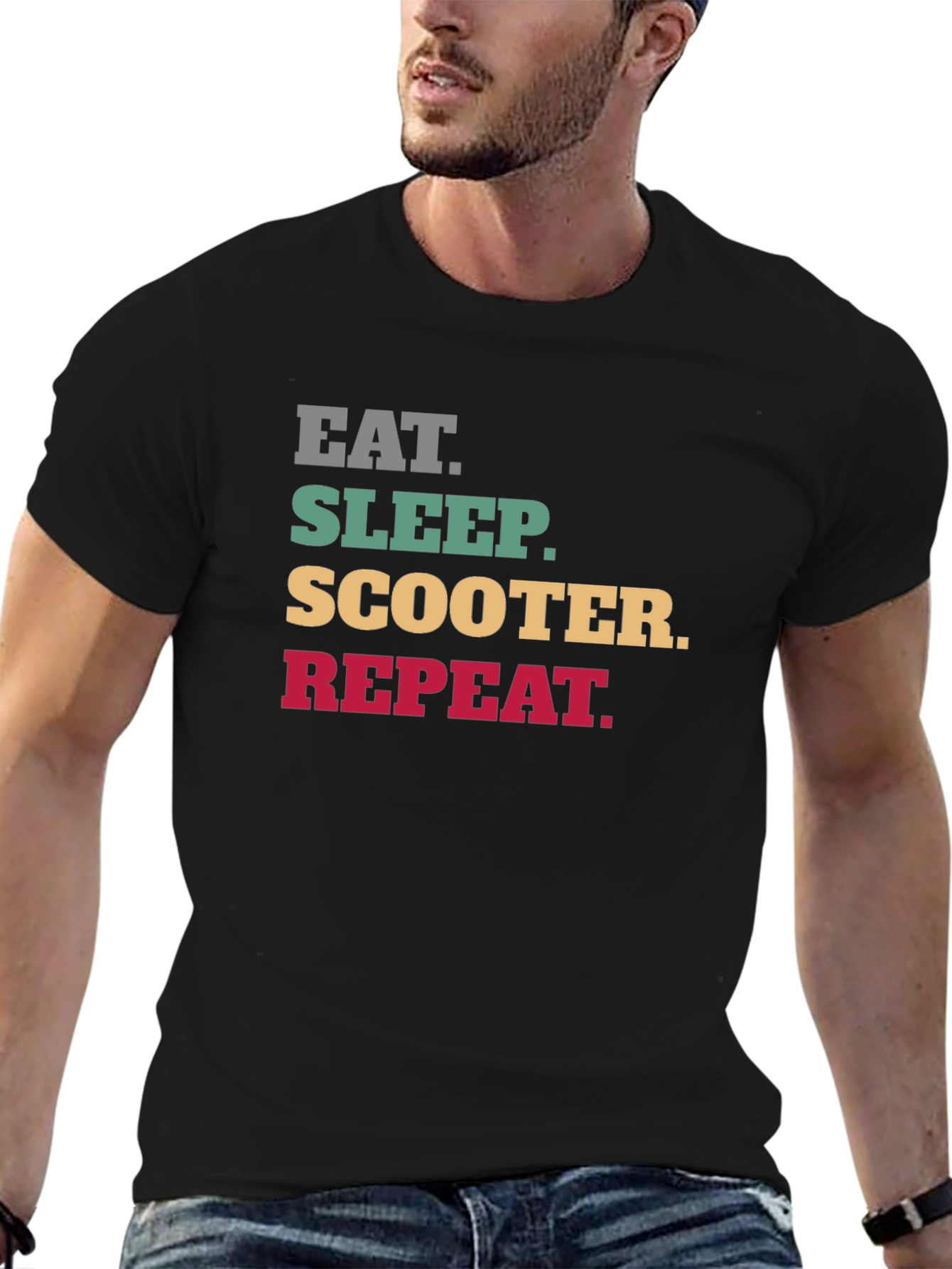 Eat Sleep Scooter Repeat Black T-Shirt