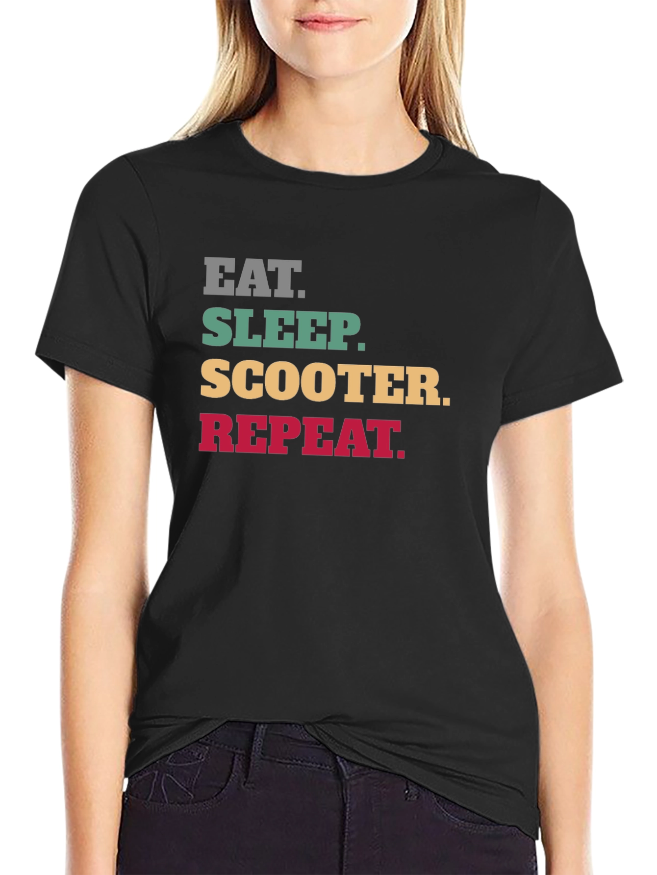 Eat Sleep Scooter Repeat Black T-Shirt