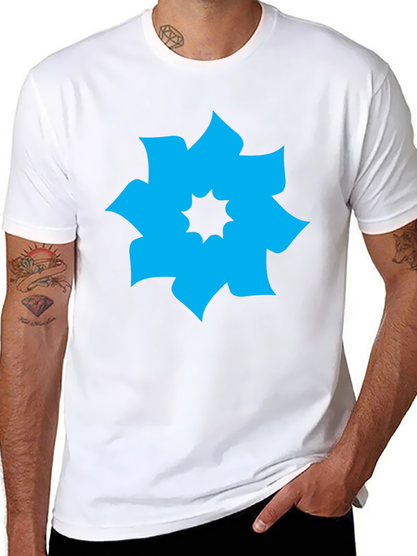 Geometric Flower Graphic Tee - Modern Casual Shirt