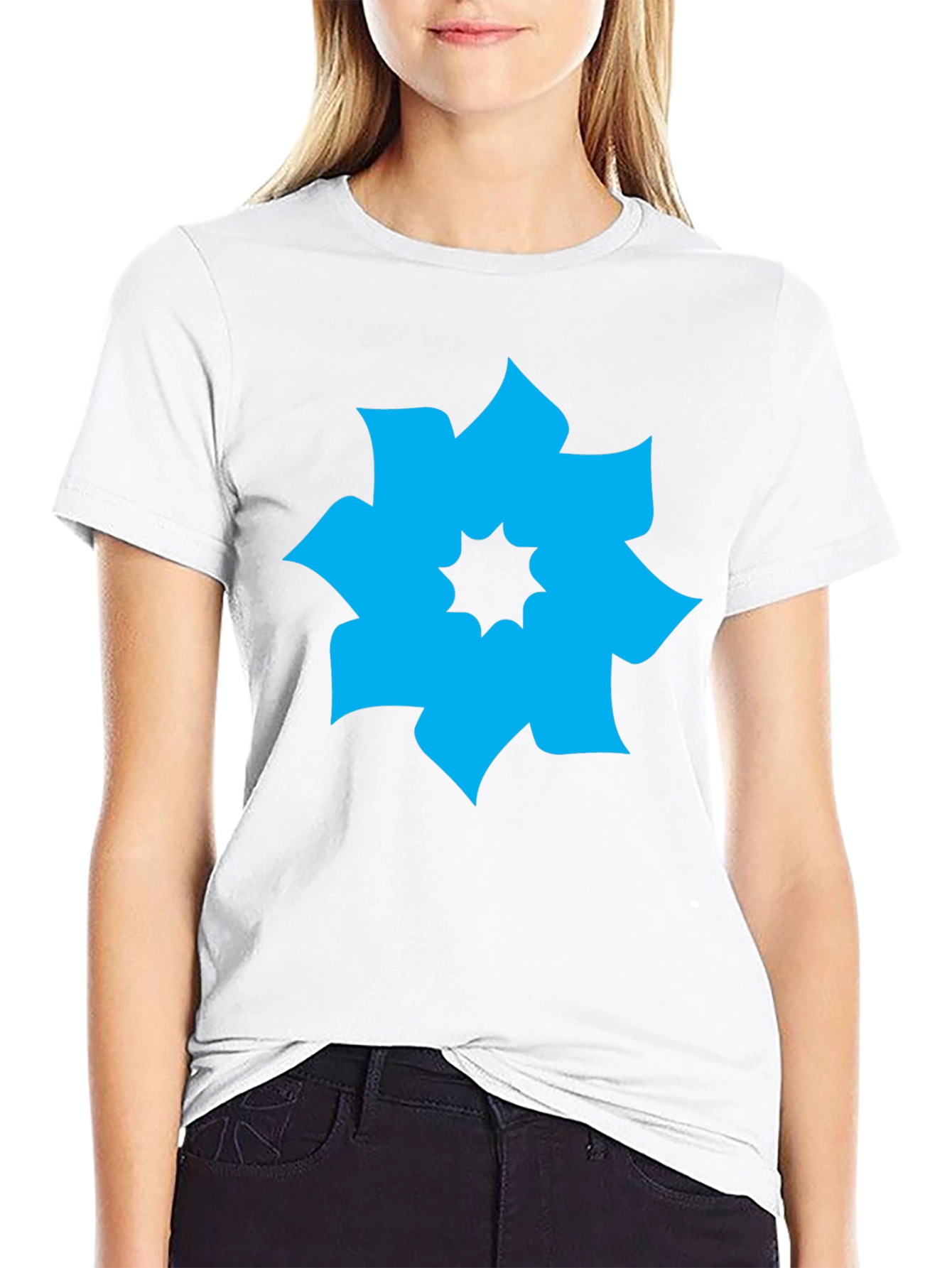 Geometric Flower Graphic Tee - Modern Casual Shirt