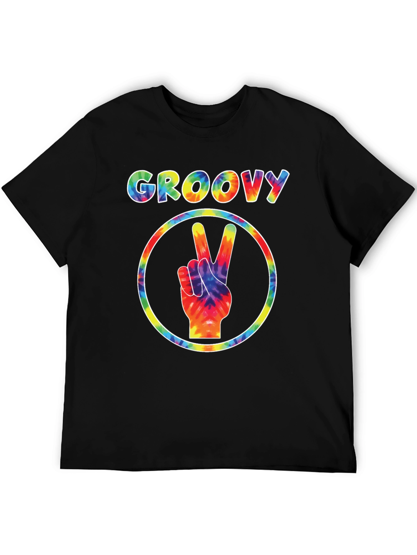 Groovy Tie-Dye Peace Sign Black T-Shirt