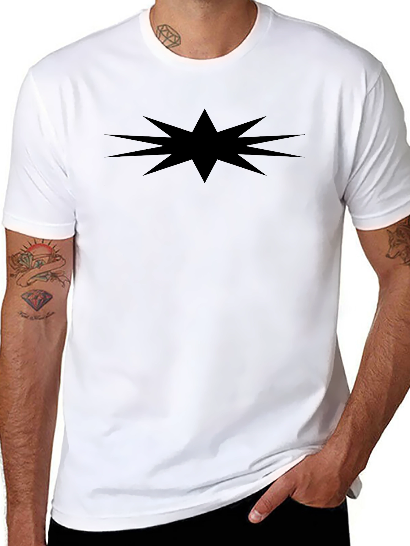 Mens Black Starburst Graphic T-Shirt