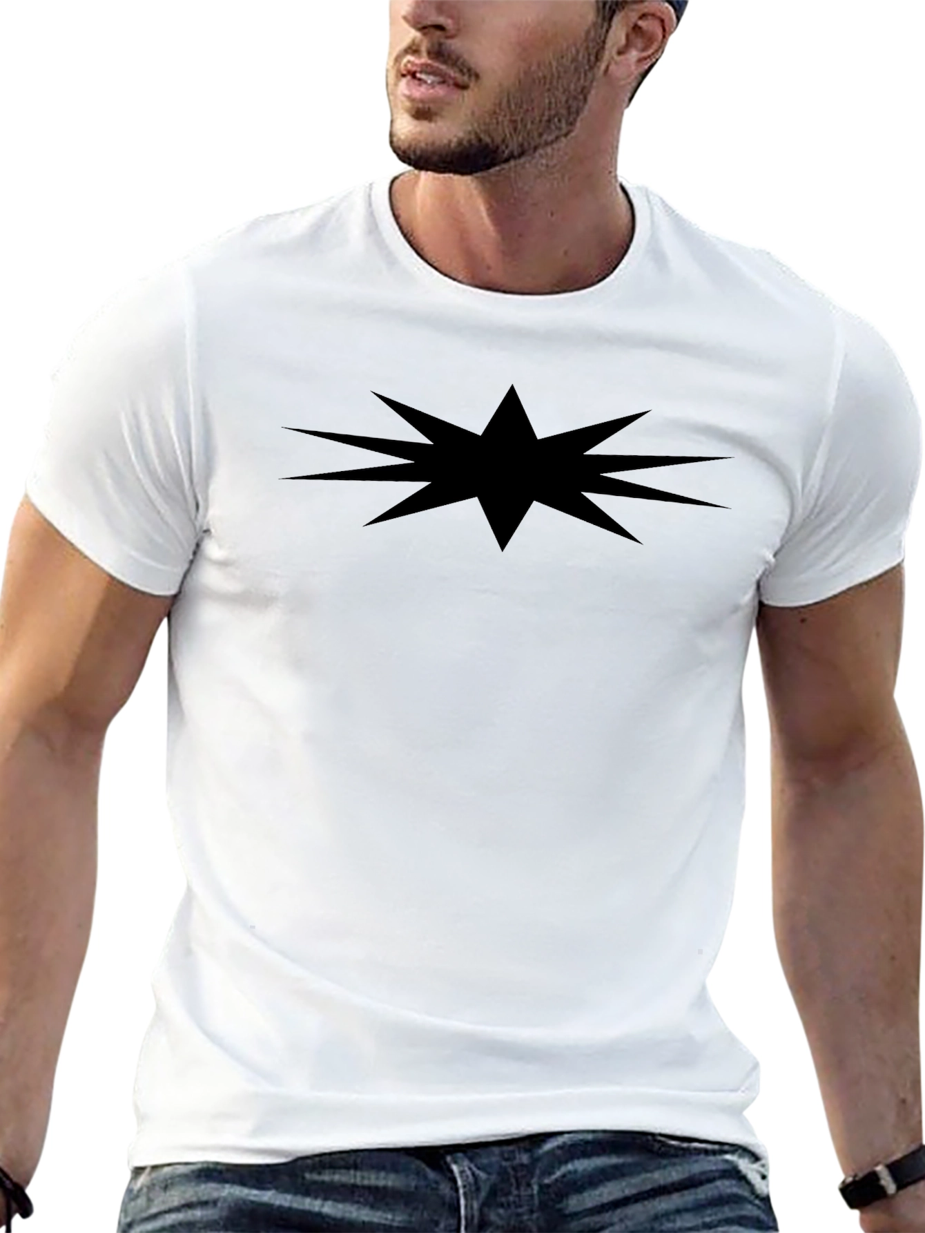 Mens Black Starburst Graphic T-Shirt