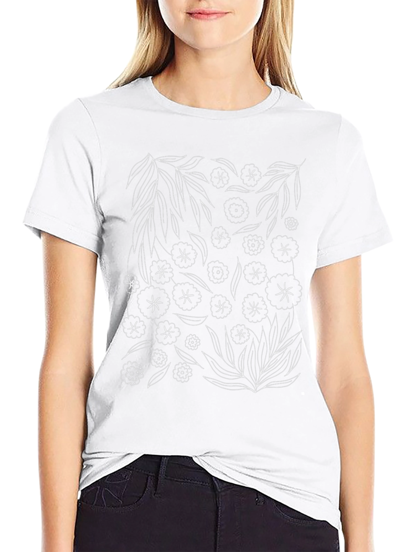 Floral Sketch Black T-Shirt