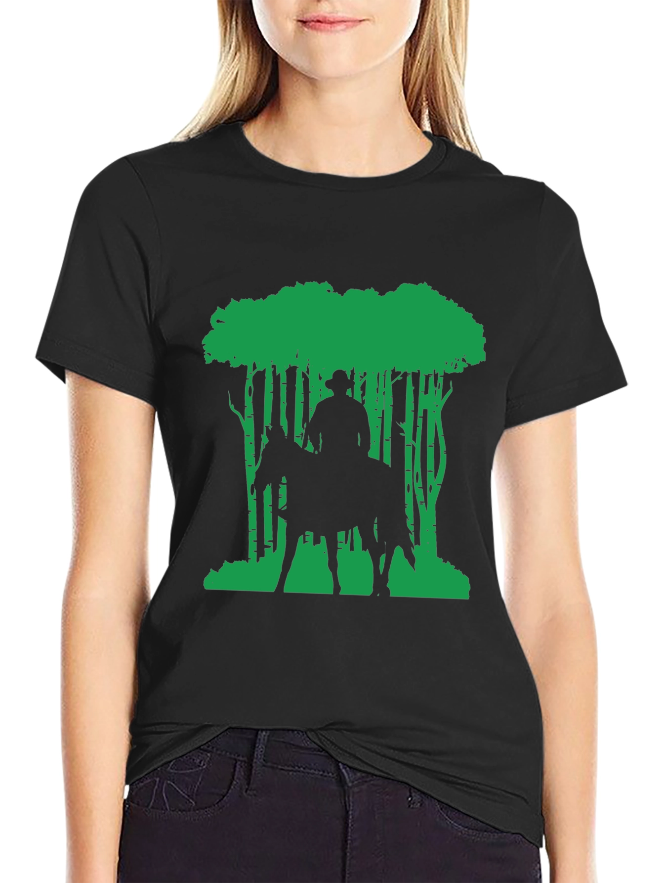 Cowboy on Horseback Forest Graphic Tee