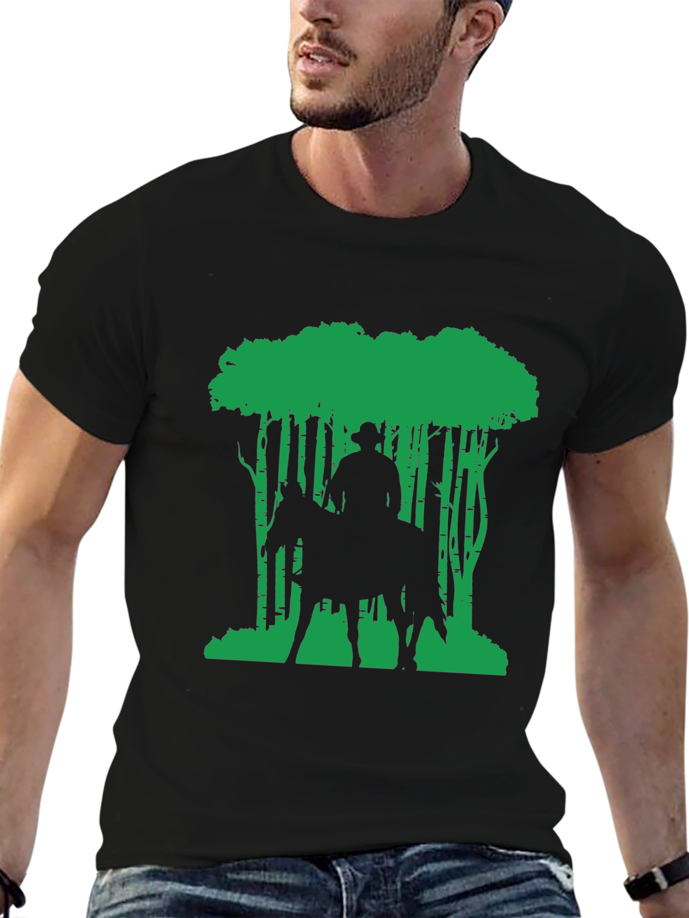 Cowboy on Horseback Forest Graphic Tee