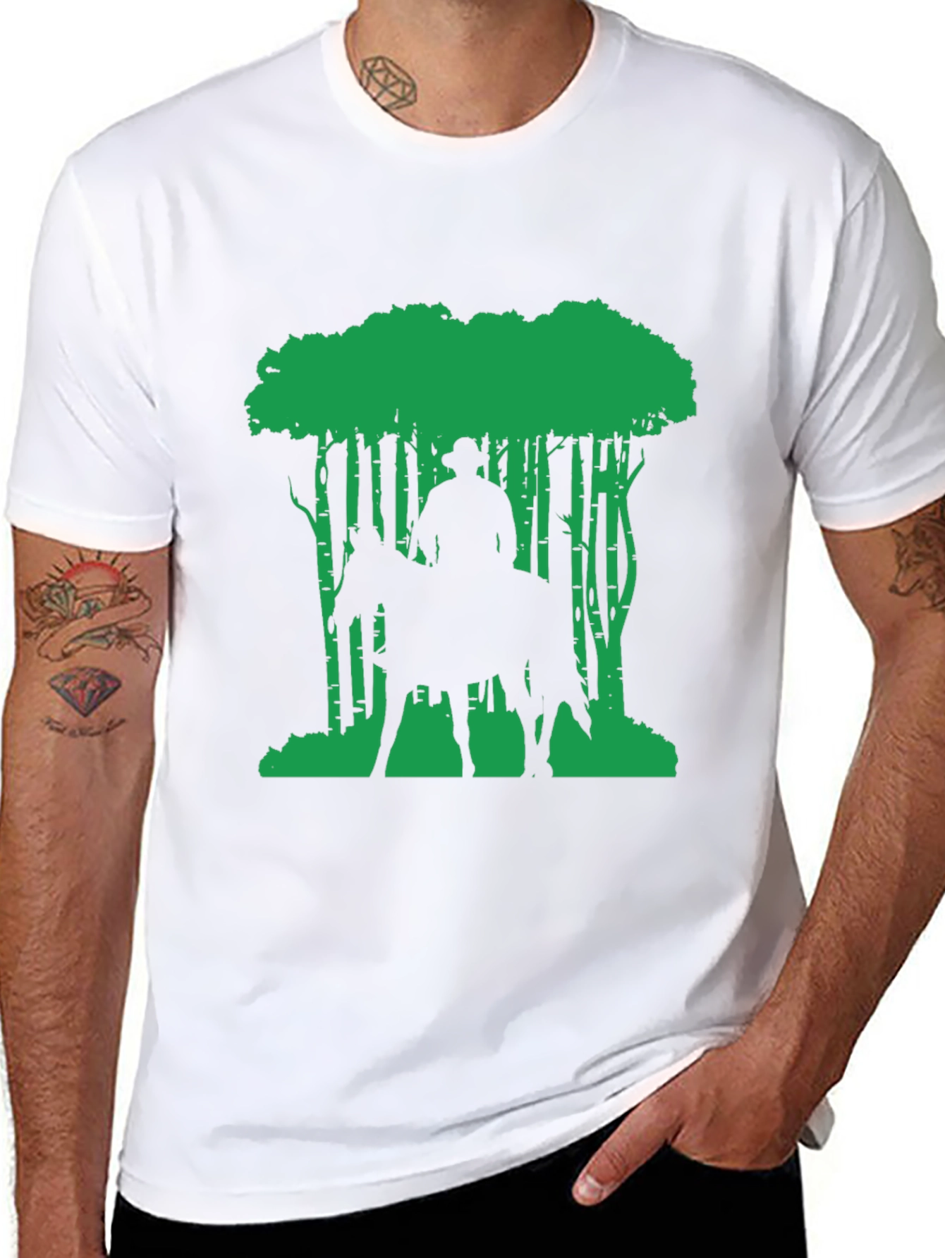 Cowboy on Horseback Forest Graphic Tee