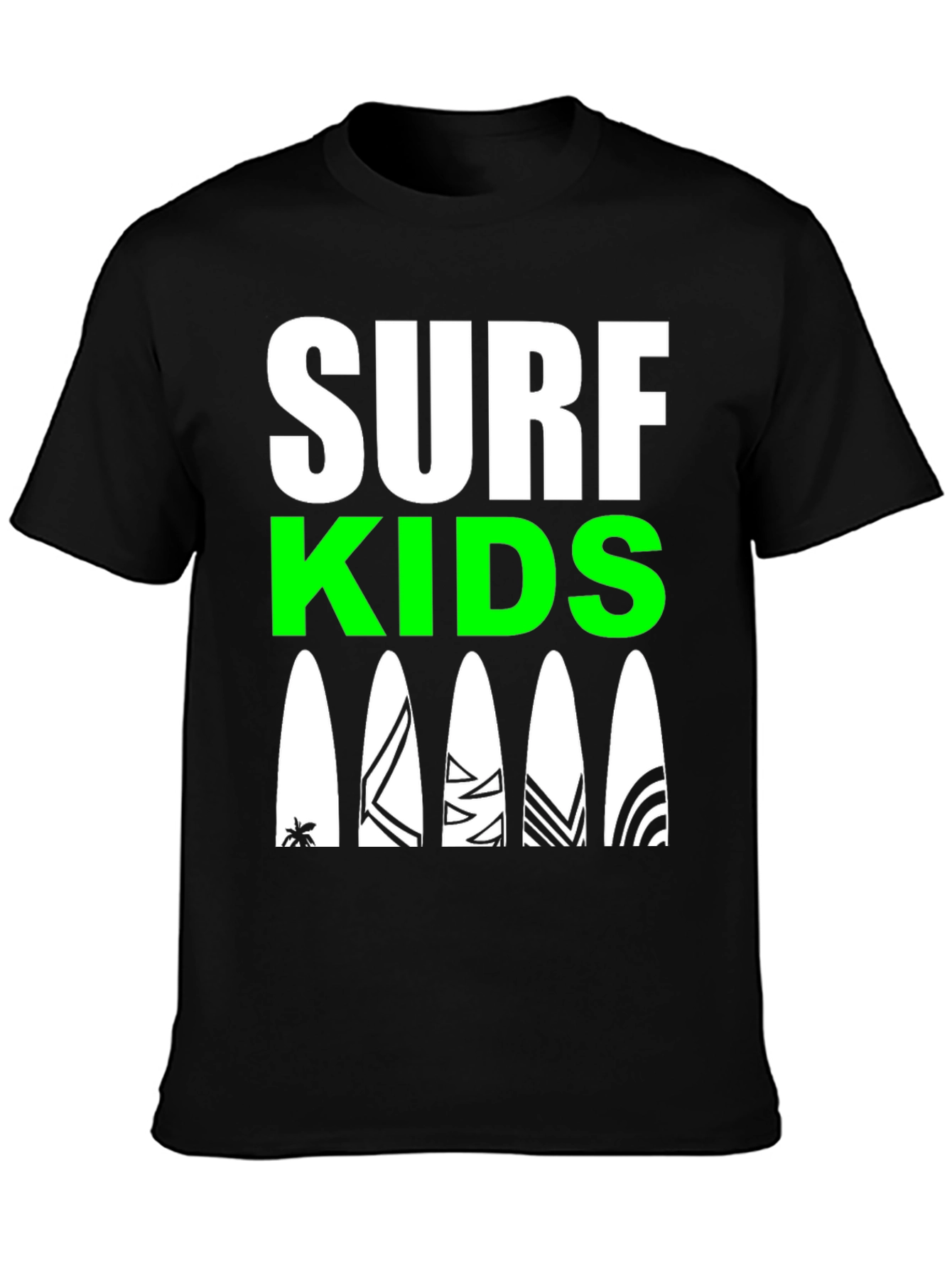 Surf Kids Graphic Tee - Black Cotton Surfboard Design