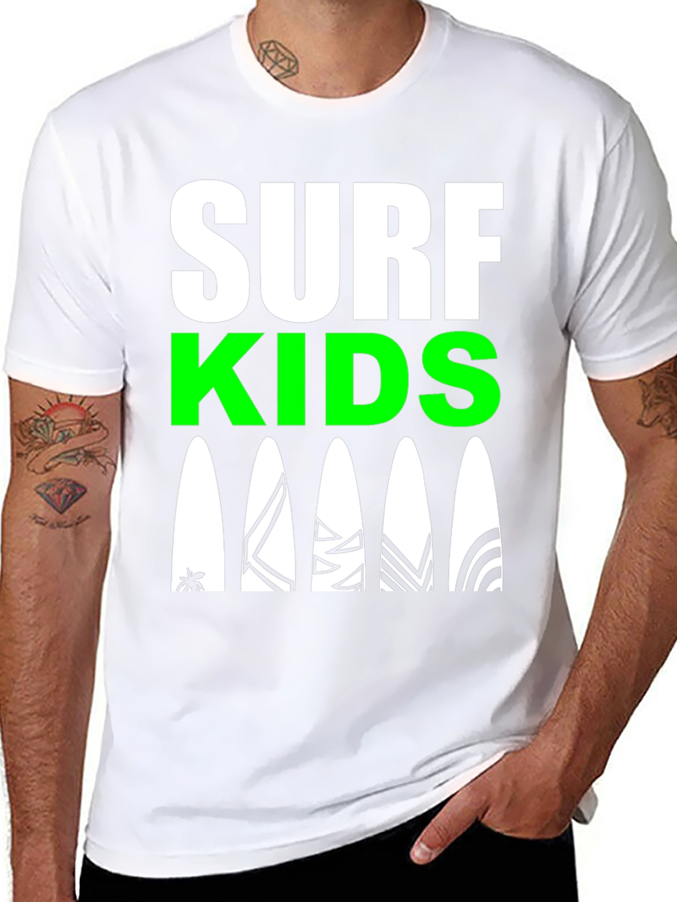 Surf Kids Graphic Tee - Black Cotton Surfboard Design