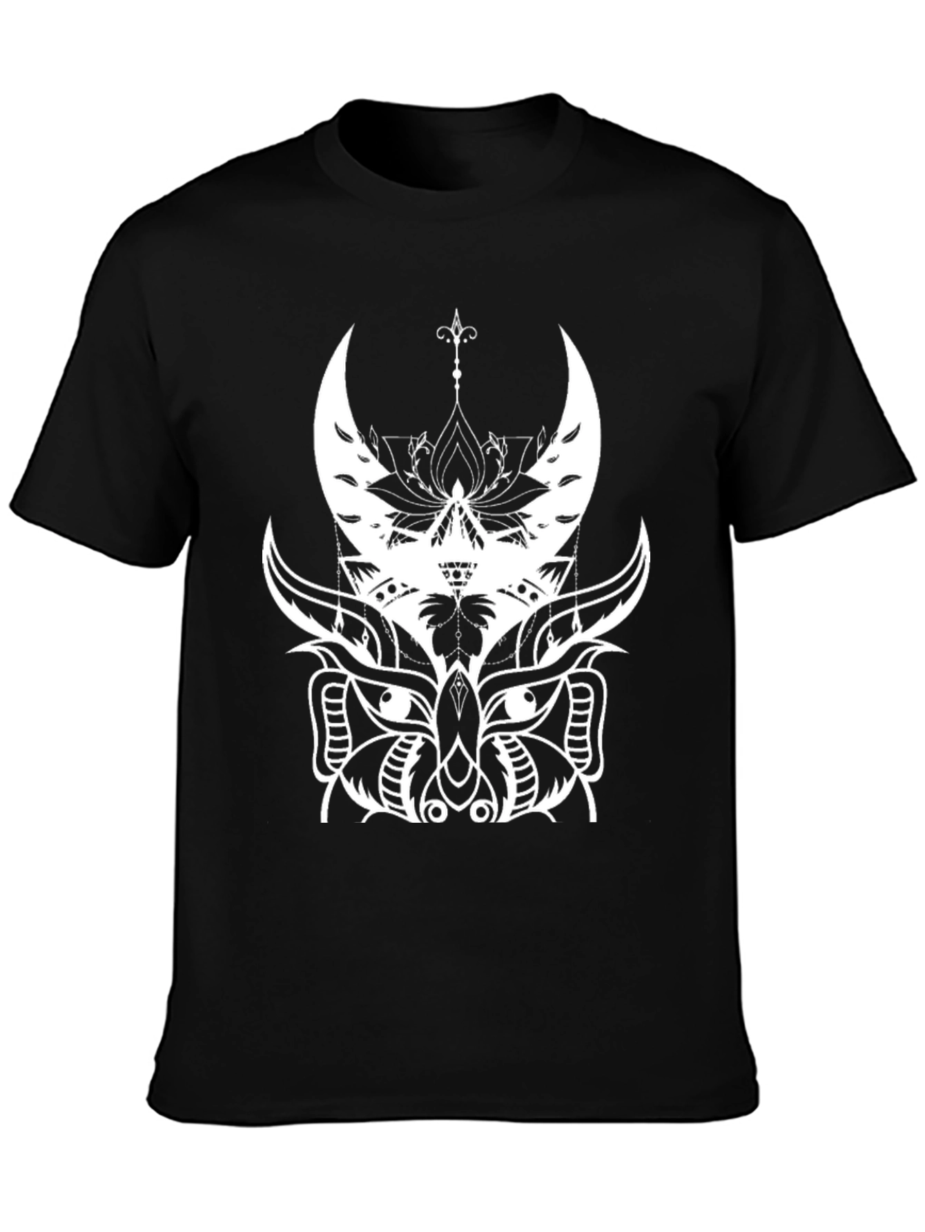 Abstract Owl Graphic Black T-Shirt