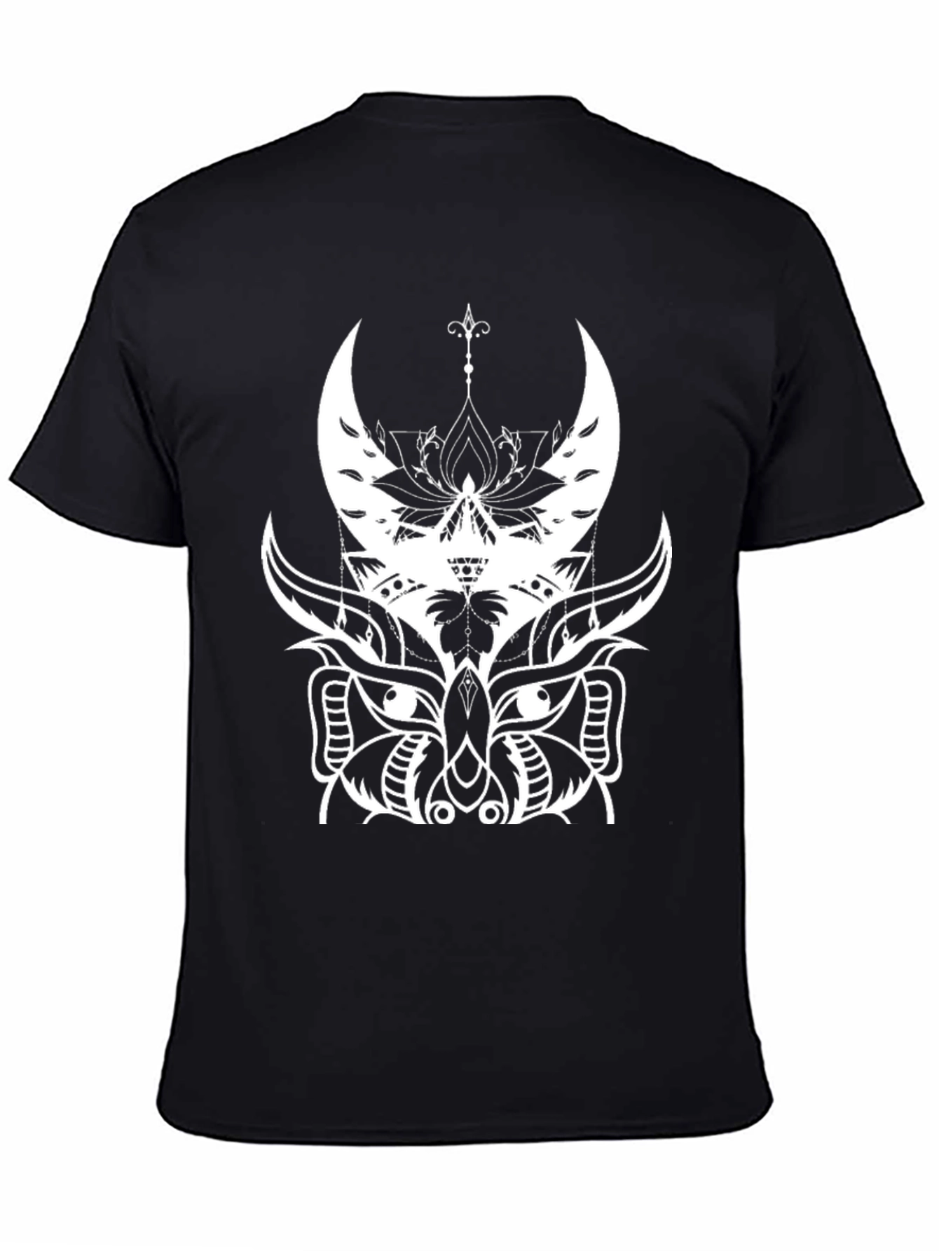 Abstract Owl Graphic Black T-Shirt