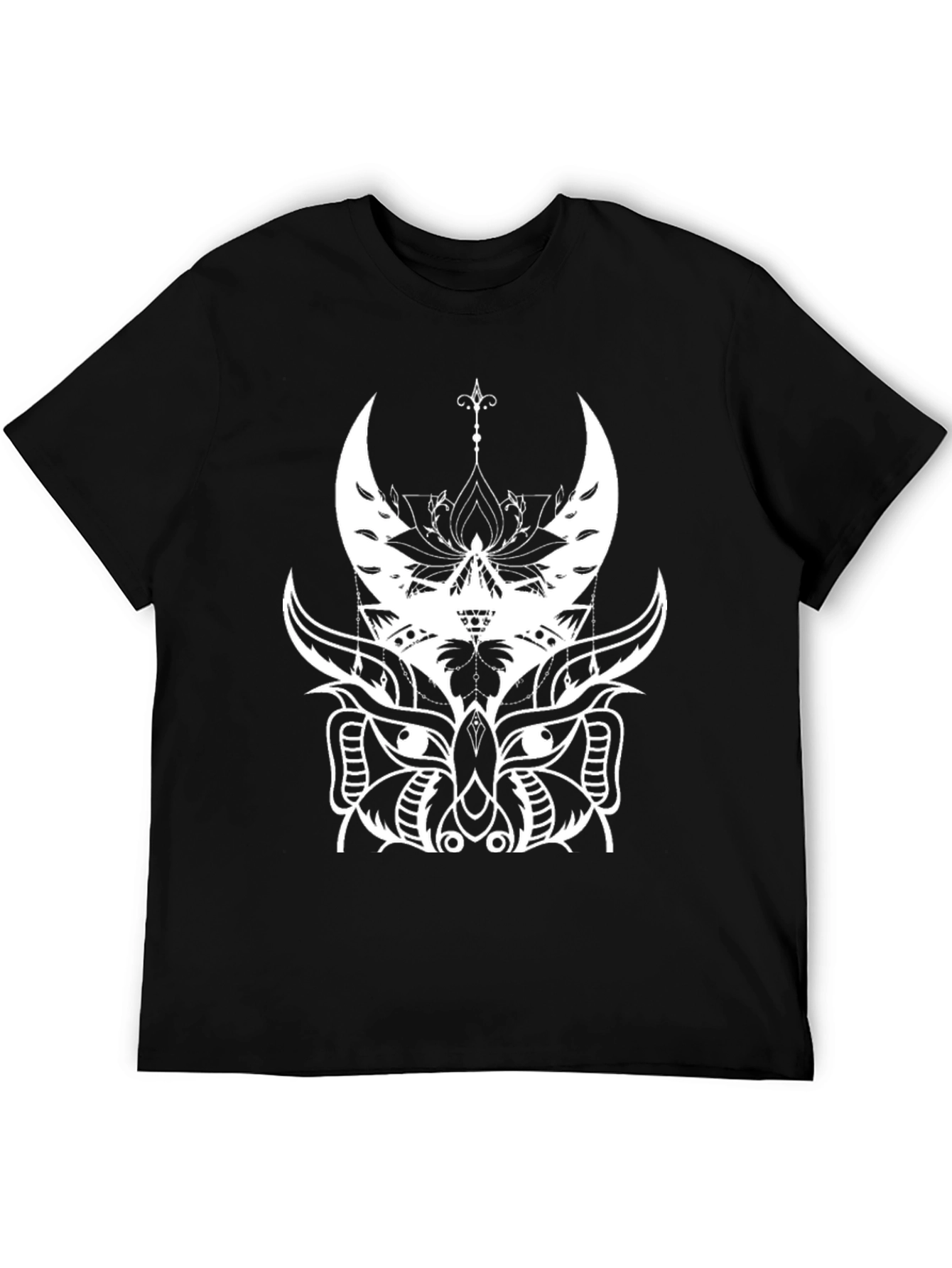 Abstract Owl Graphic Black T-Shirt