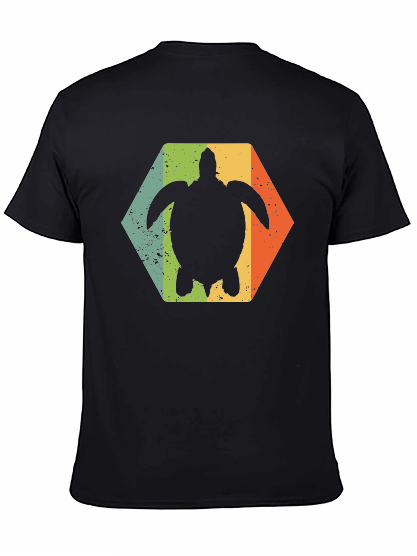 Retro Turtle Hexagon Black T-Shirt