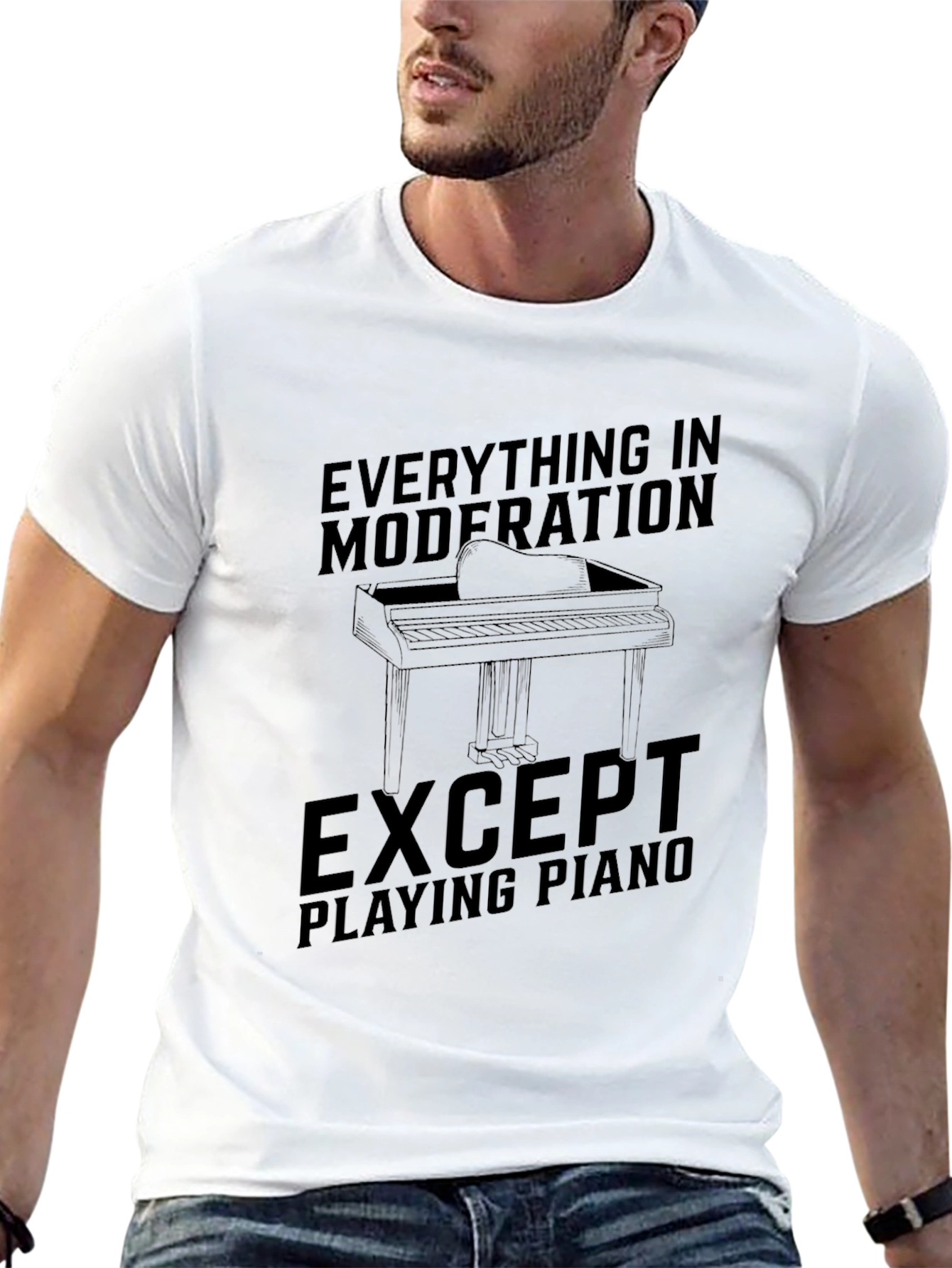 Everything in Moderation Except Piano Black T-Shirt