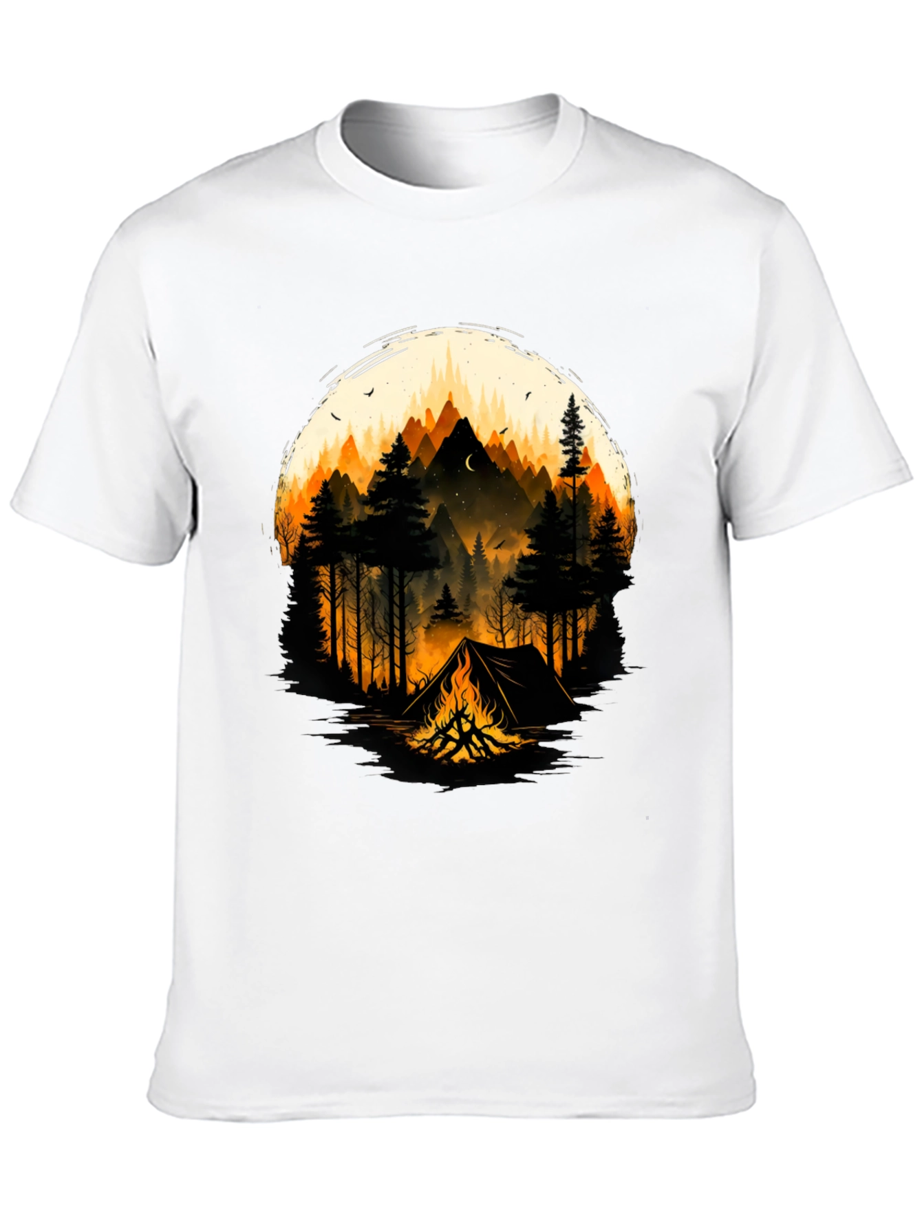 Camping Adventure Graphic T-Shirt - Black