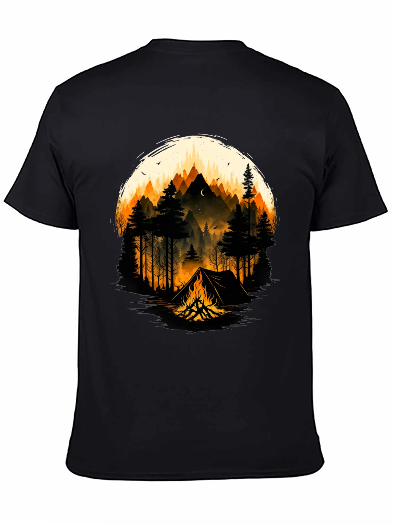 Camping Adventure Graphic T-Shirt - Black