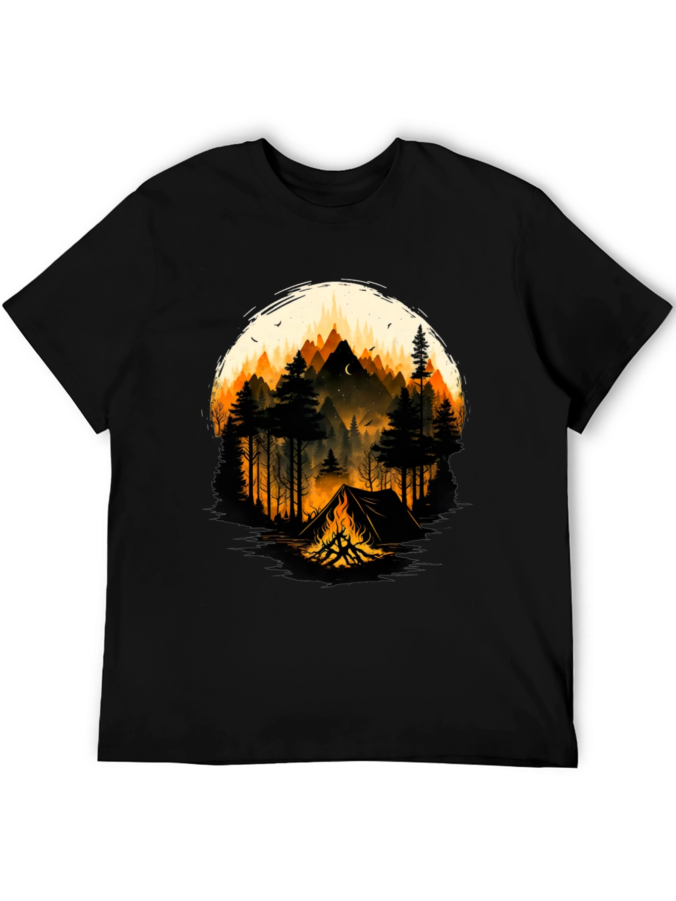 Camping Adventure Graphic T-Shirt - Black