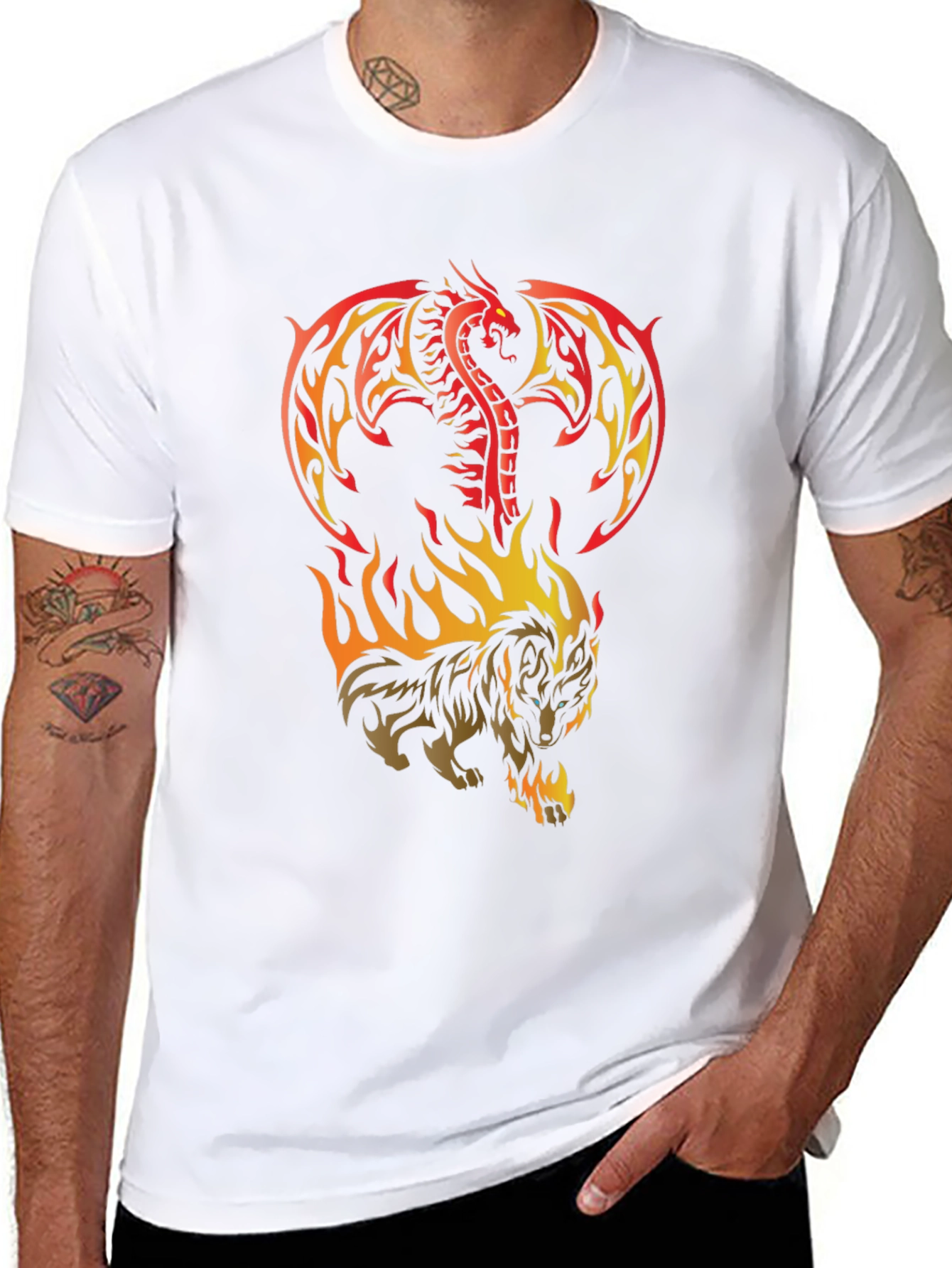 Dragon & Wolf Fire T-Shirt