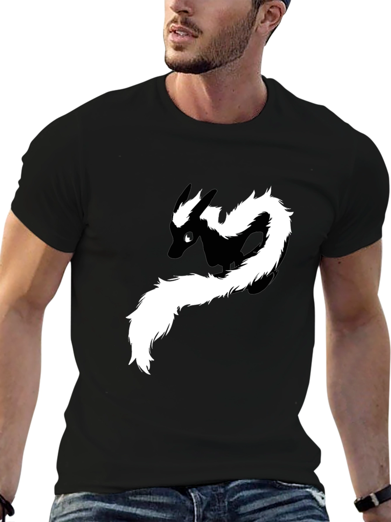 Skunk Graphic Tee - Black Cotton T-Shirt