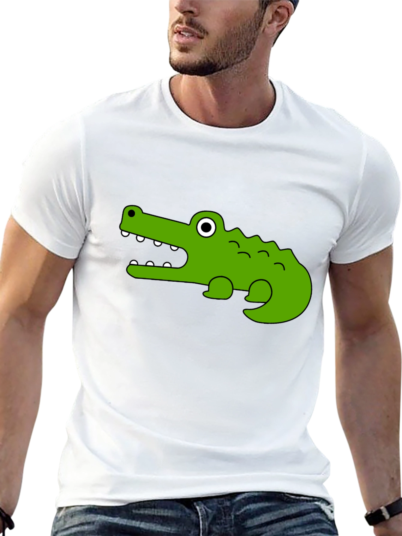 Cartoon Crocodile Graphic T-Shirt - Unisex Black Tee
