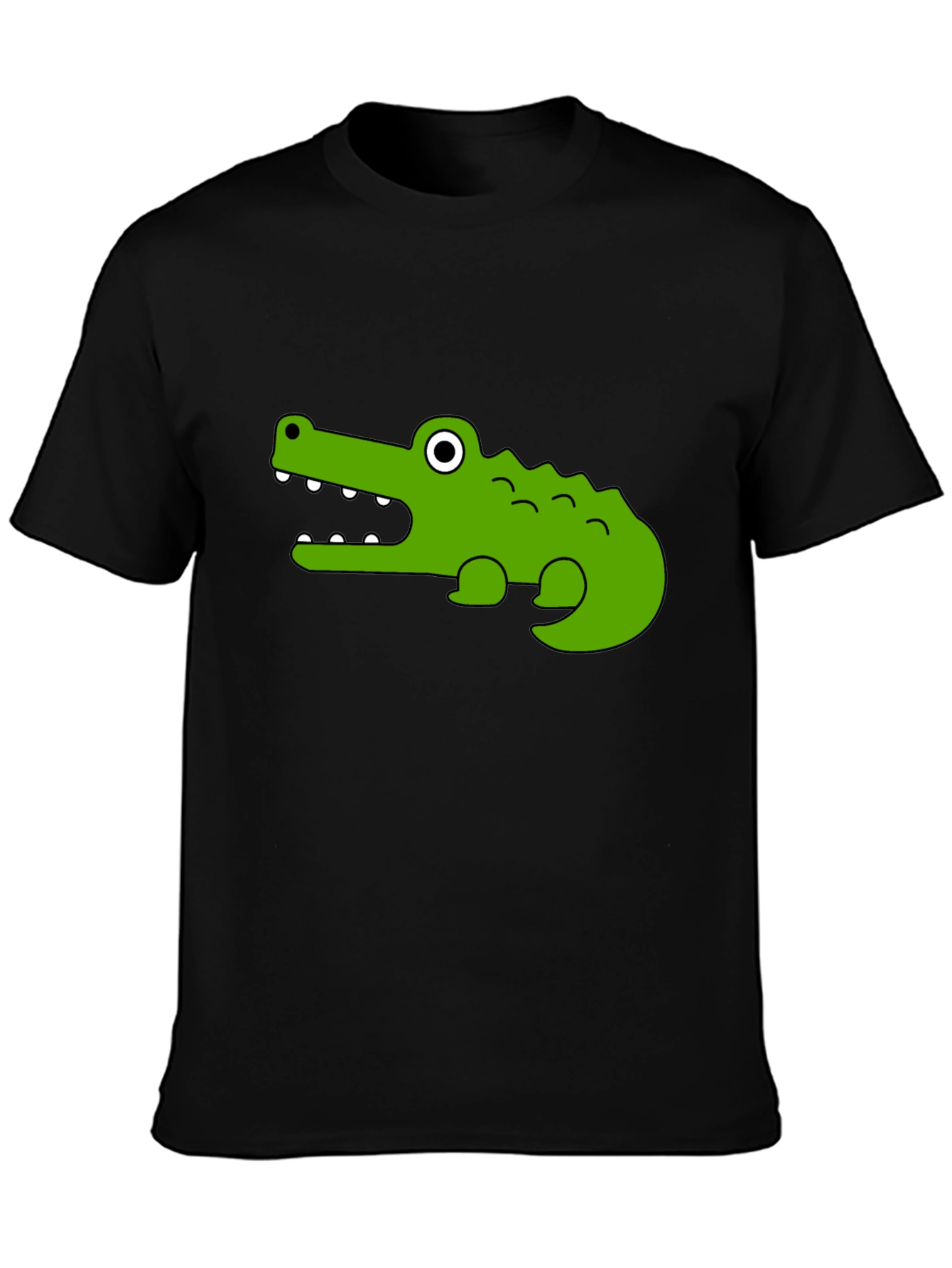 Cartoon Crocodile Graphic T-Shirt - Unisex Black Tee