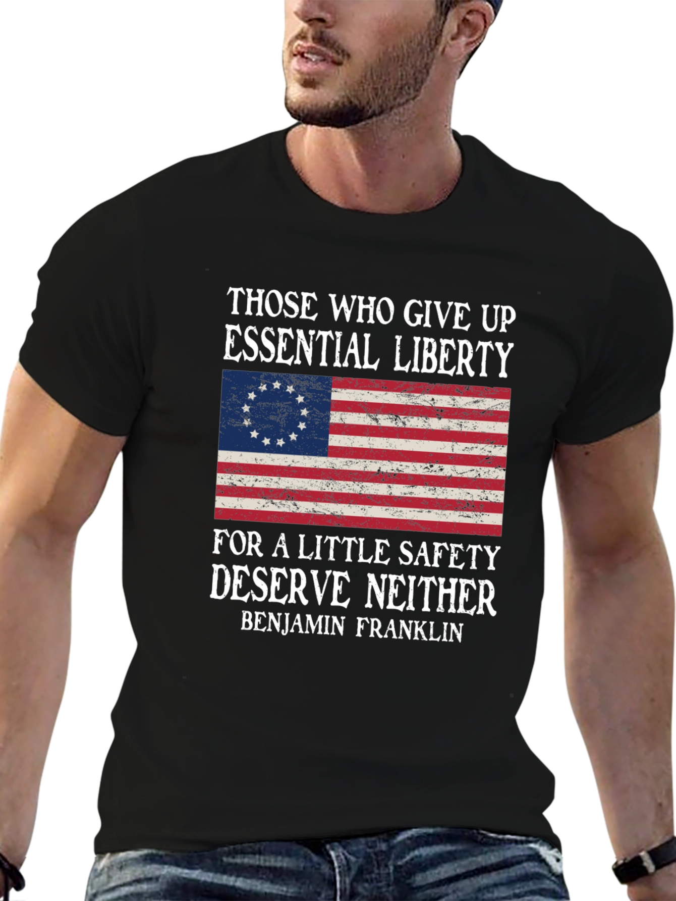Liberty and Safety T-Shirt: Benjamin Franklin Quote