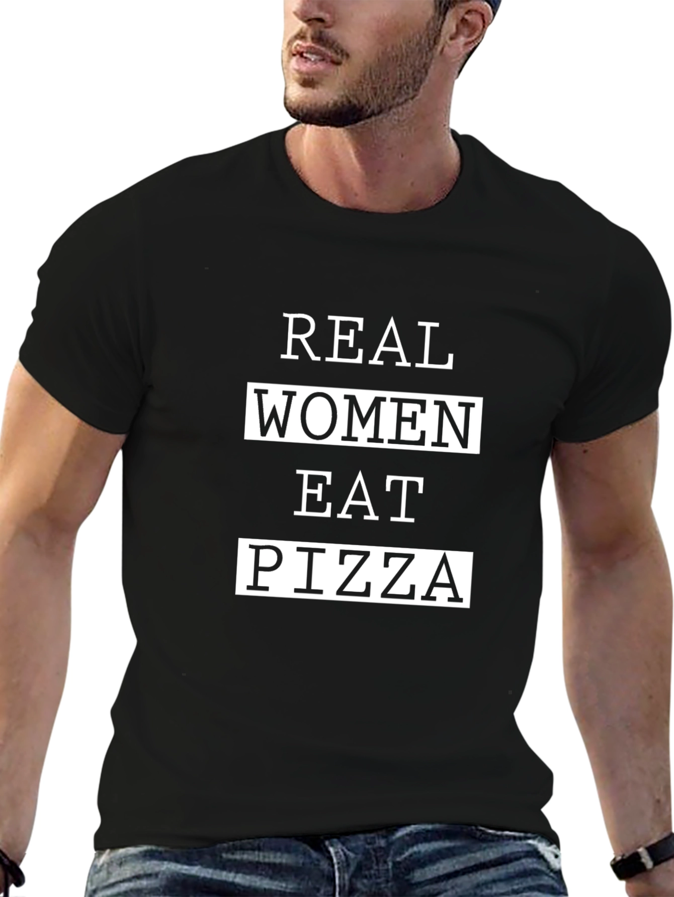 Real Women Eat Pizza T-Shirt - Black Graphic Tee