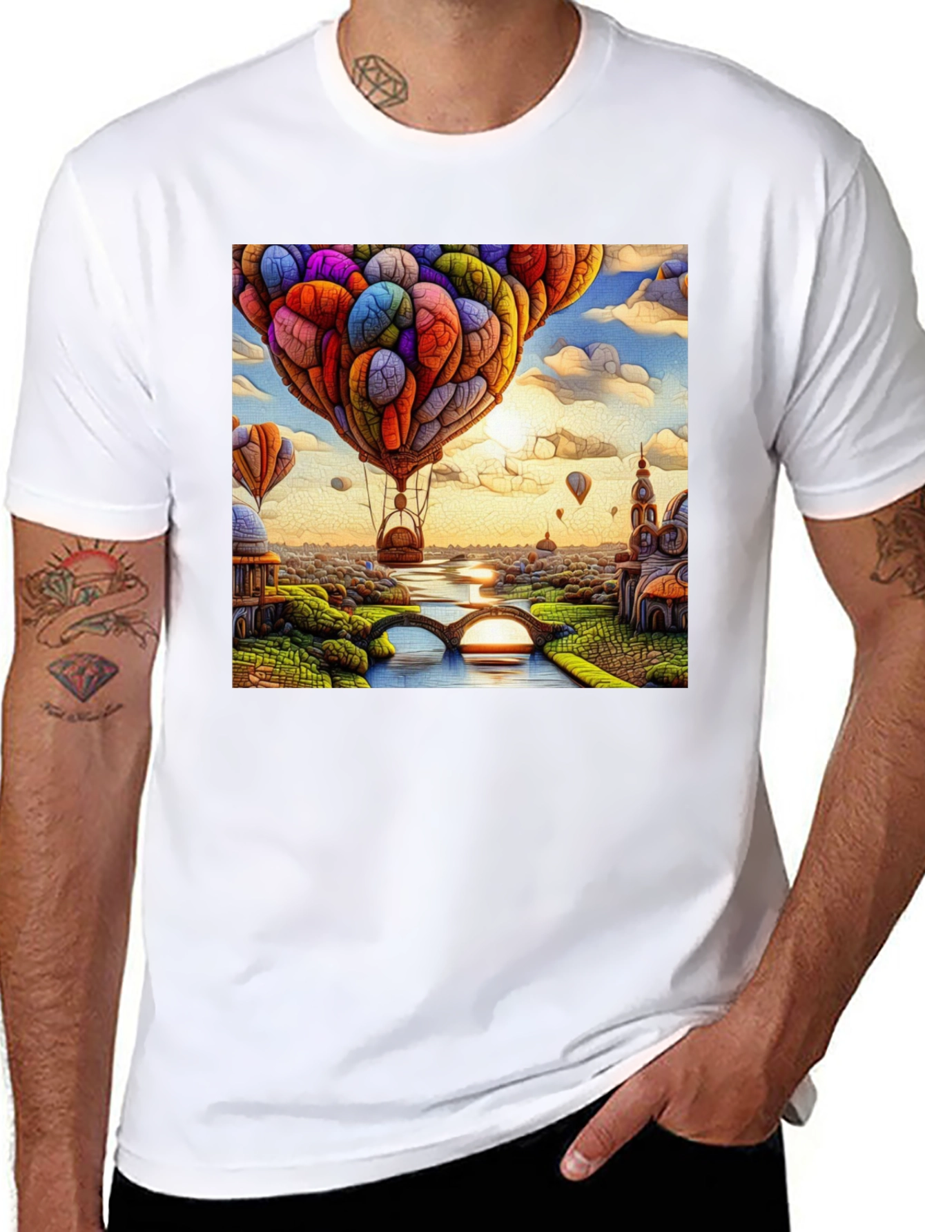 Whimsical Hot Air Balloon Art T-Shirt