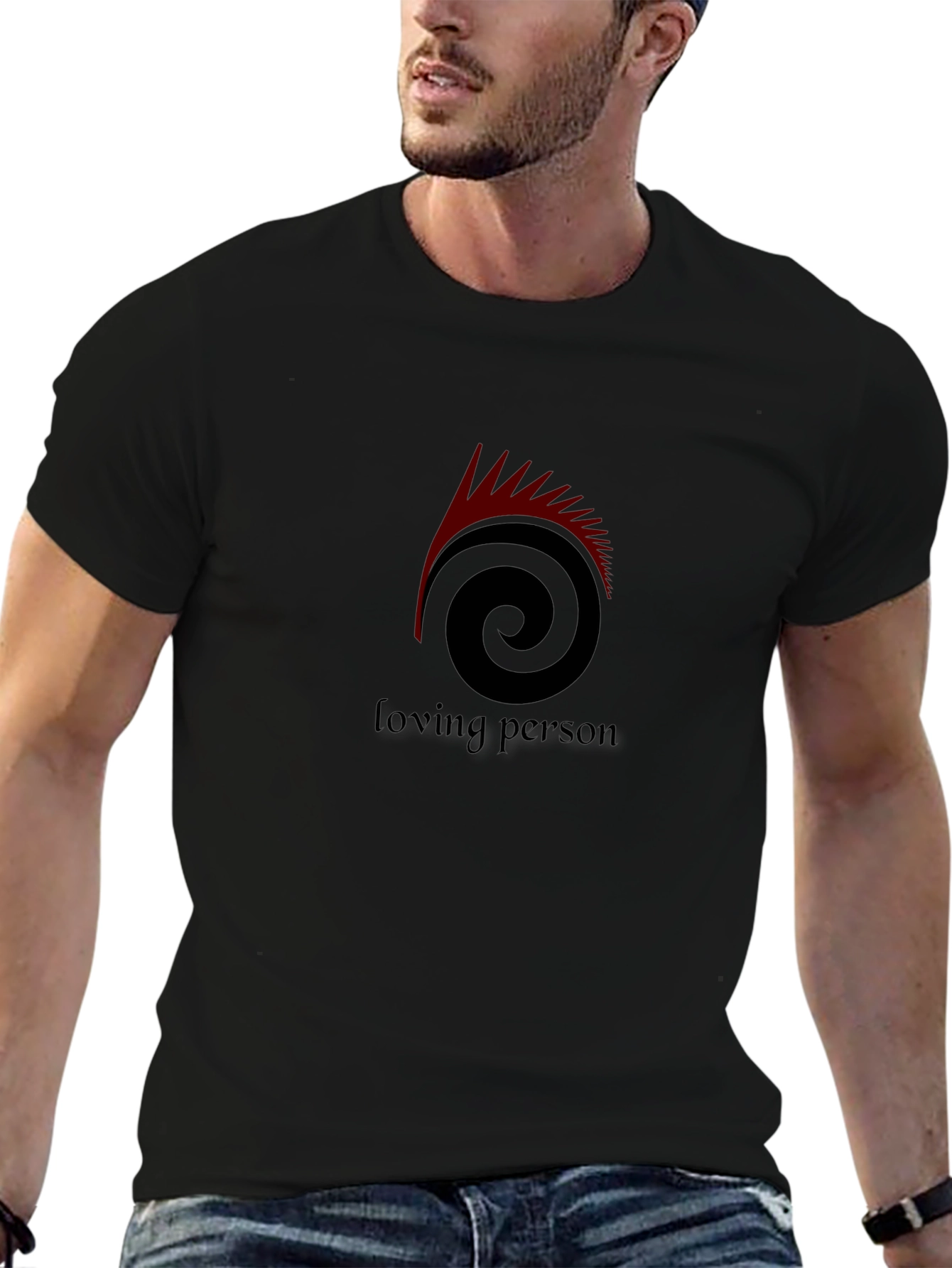Loving Person Spiral Graphic Tee - Black