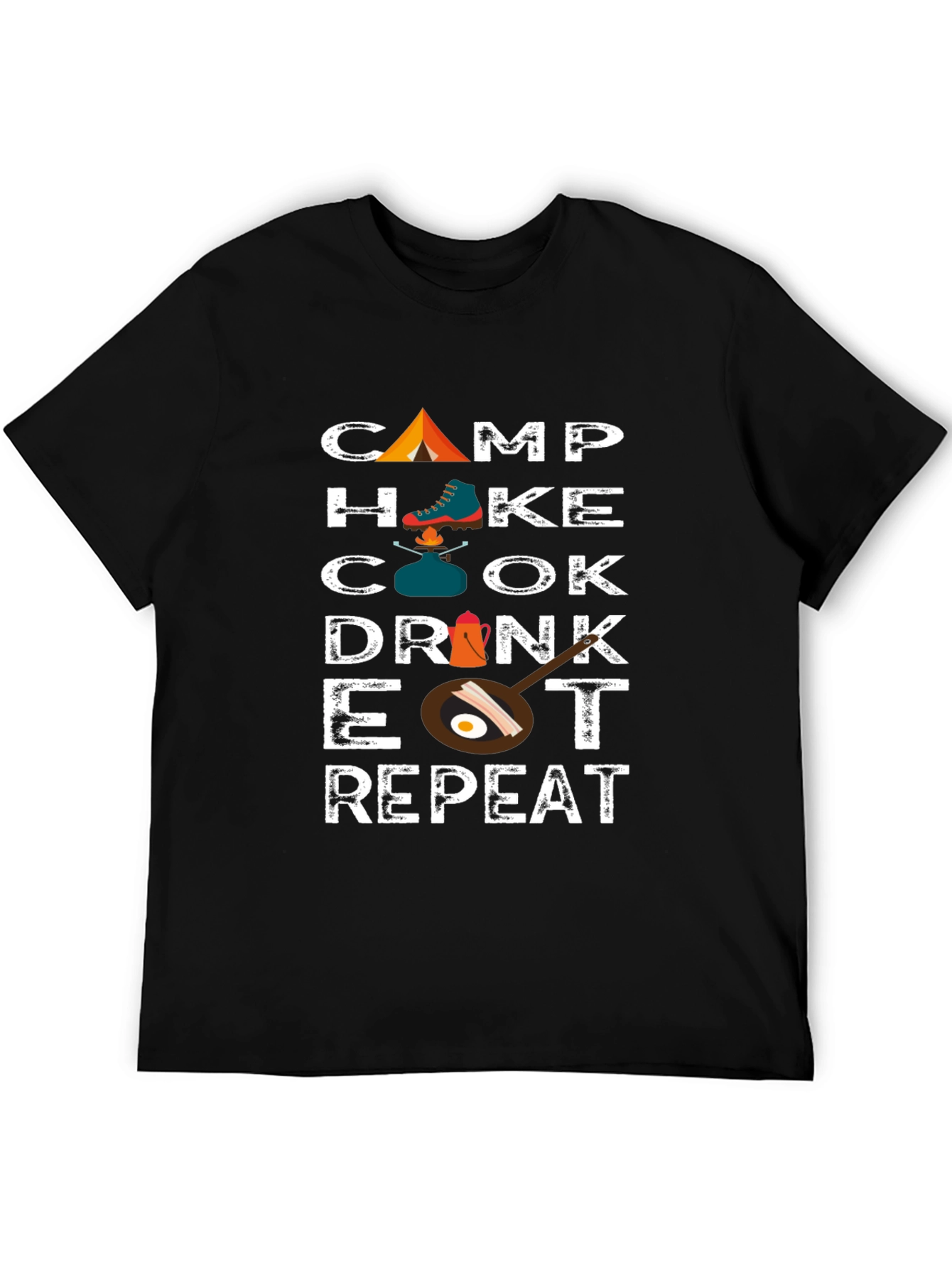 Camp Hike Cook Drink Eat Repeat Graphic T-Shirt