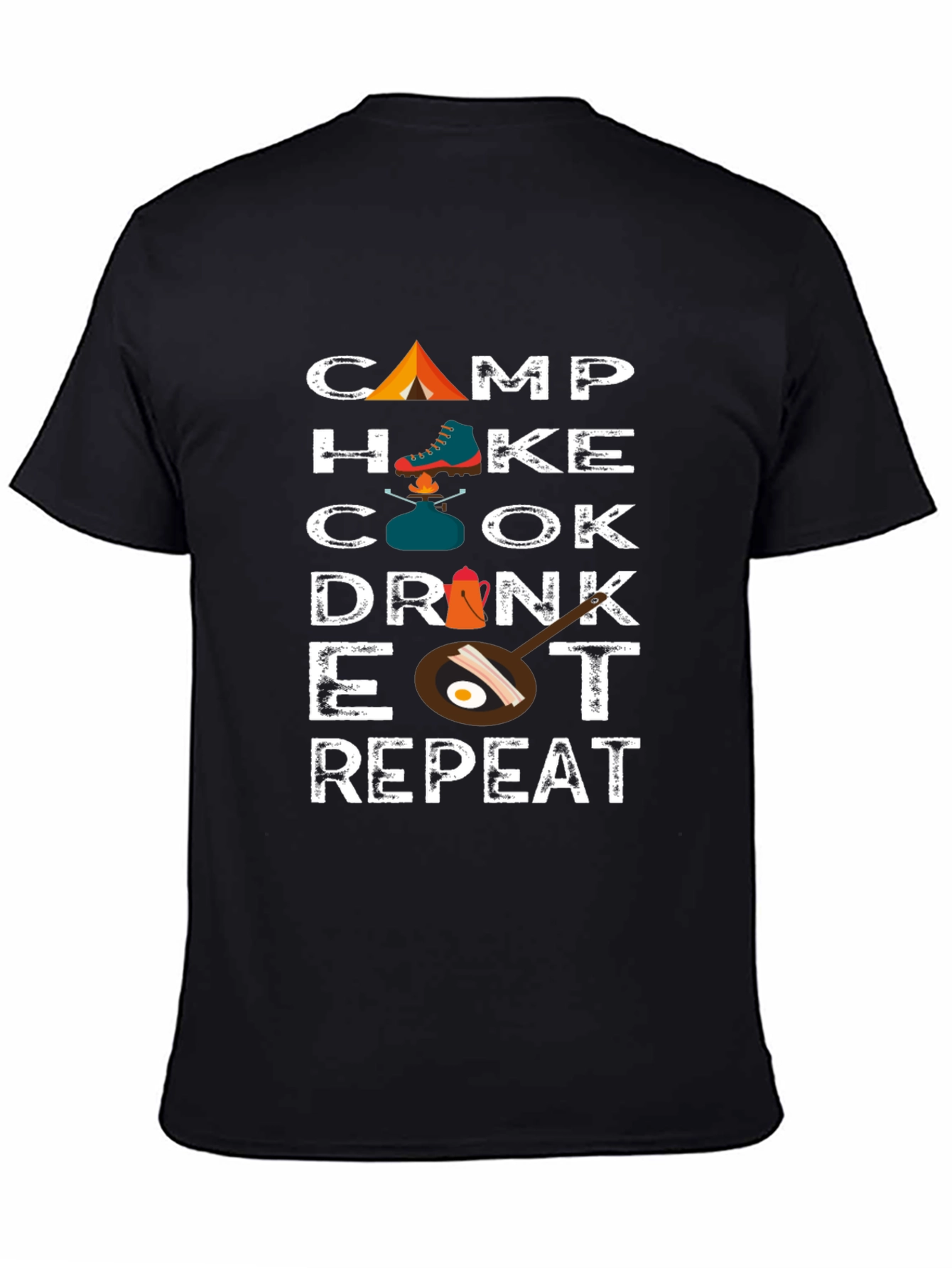 Camp Hike Cook Drink Eat Repeat Graphic T-Shirt