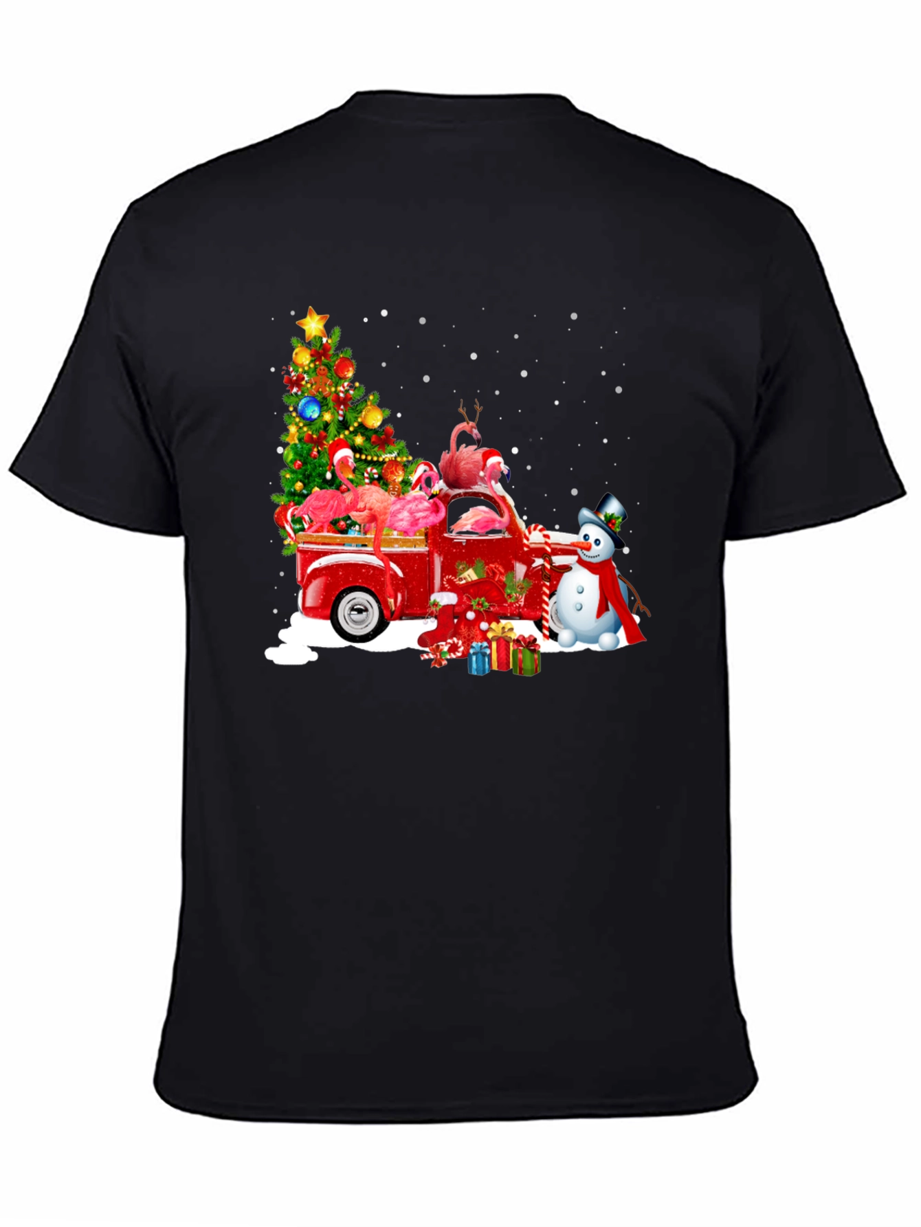 Flamingo Christmas Truck T-Shirt