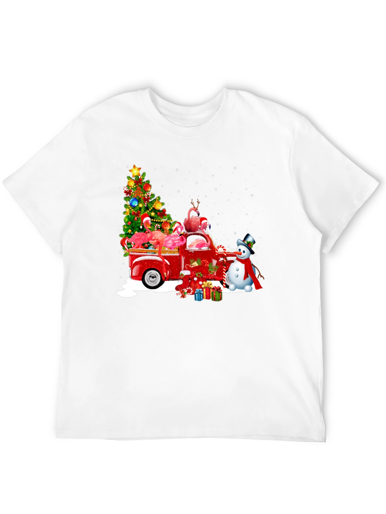 Flamingo Christmas Truck T-Shirt